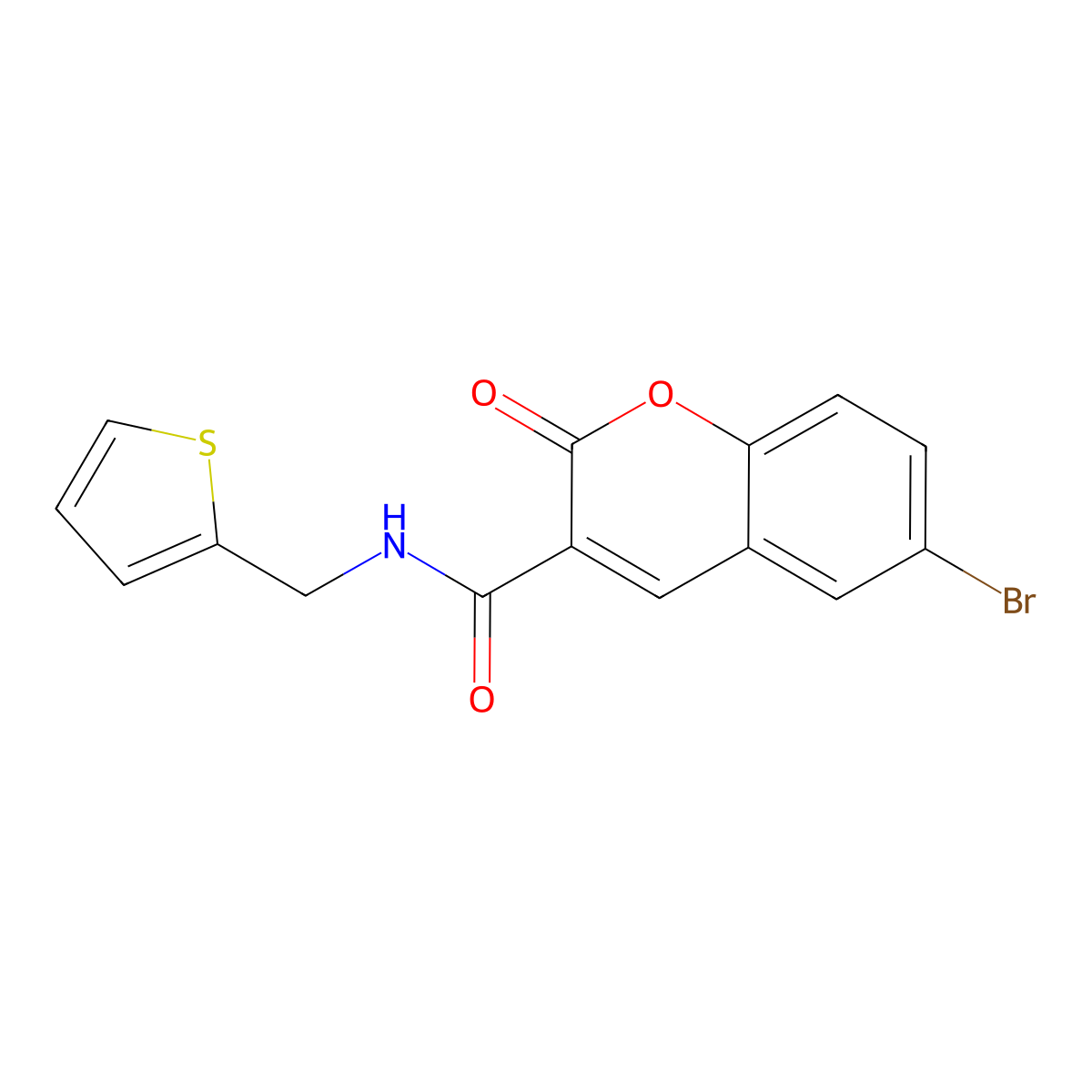 6-bromo-2-oxo-N~3~-(2-thienylmethyl)-2H-chromene-3-carboxamide molecular structure, CAS 774590-87-3