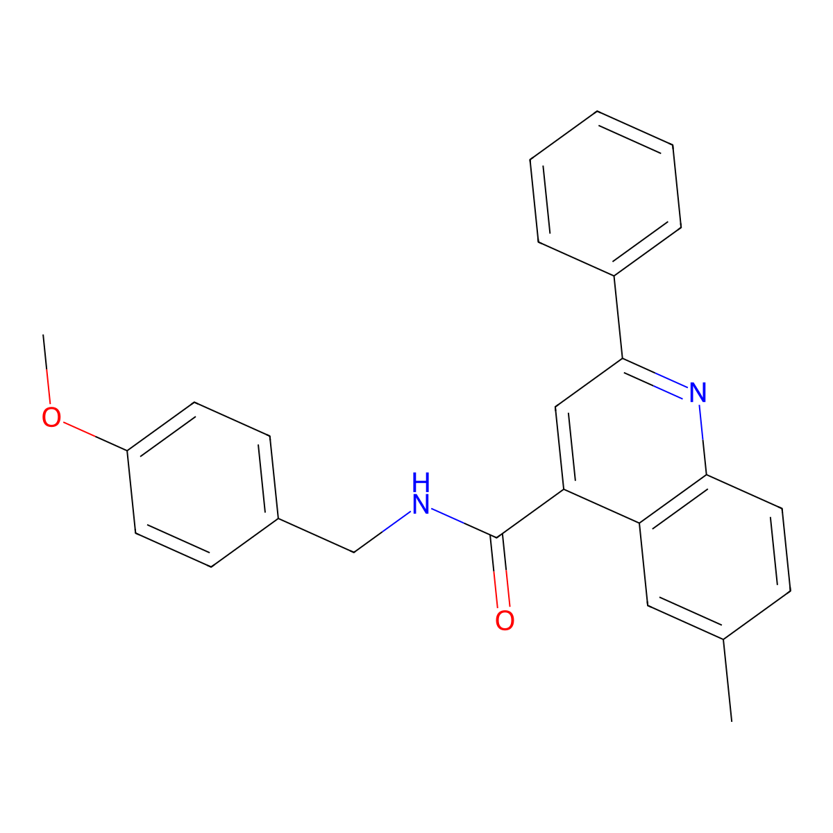 N-[(4-methoxyphenyl)methyl]-6-methyl-2-phenylquinoline-4-carboxamide molecular structure, CAS 774590-97-5