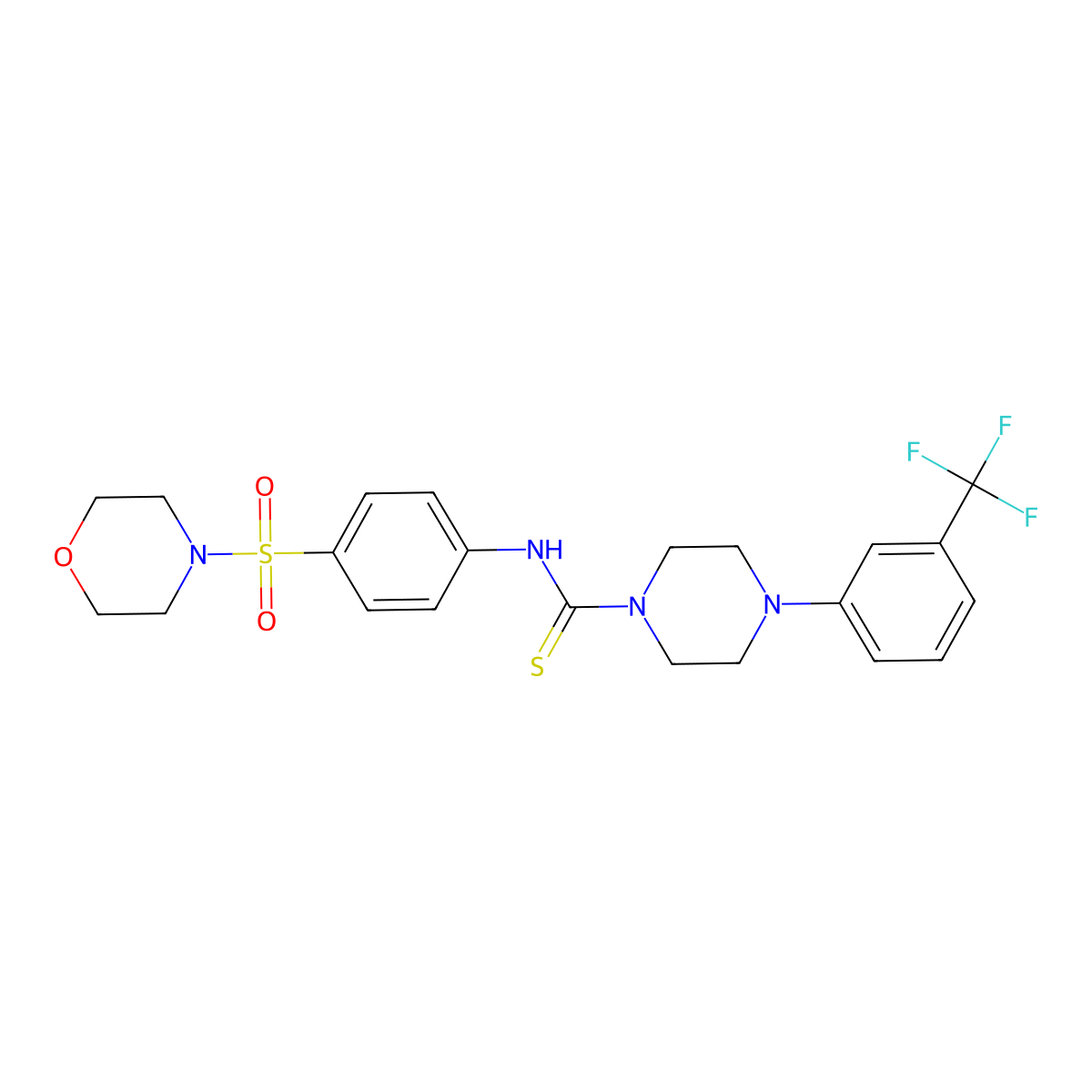 N-[4-(morpholin-4-ylsulfonyl)phenyl]-4-[3-(trifluoromethyl)phenyl]piperazine-1-carbothioamide molecular structure, CAS 774591-03-6