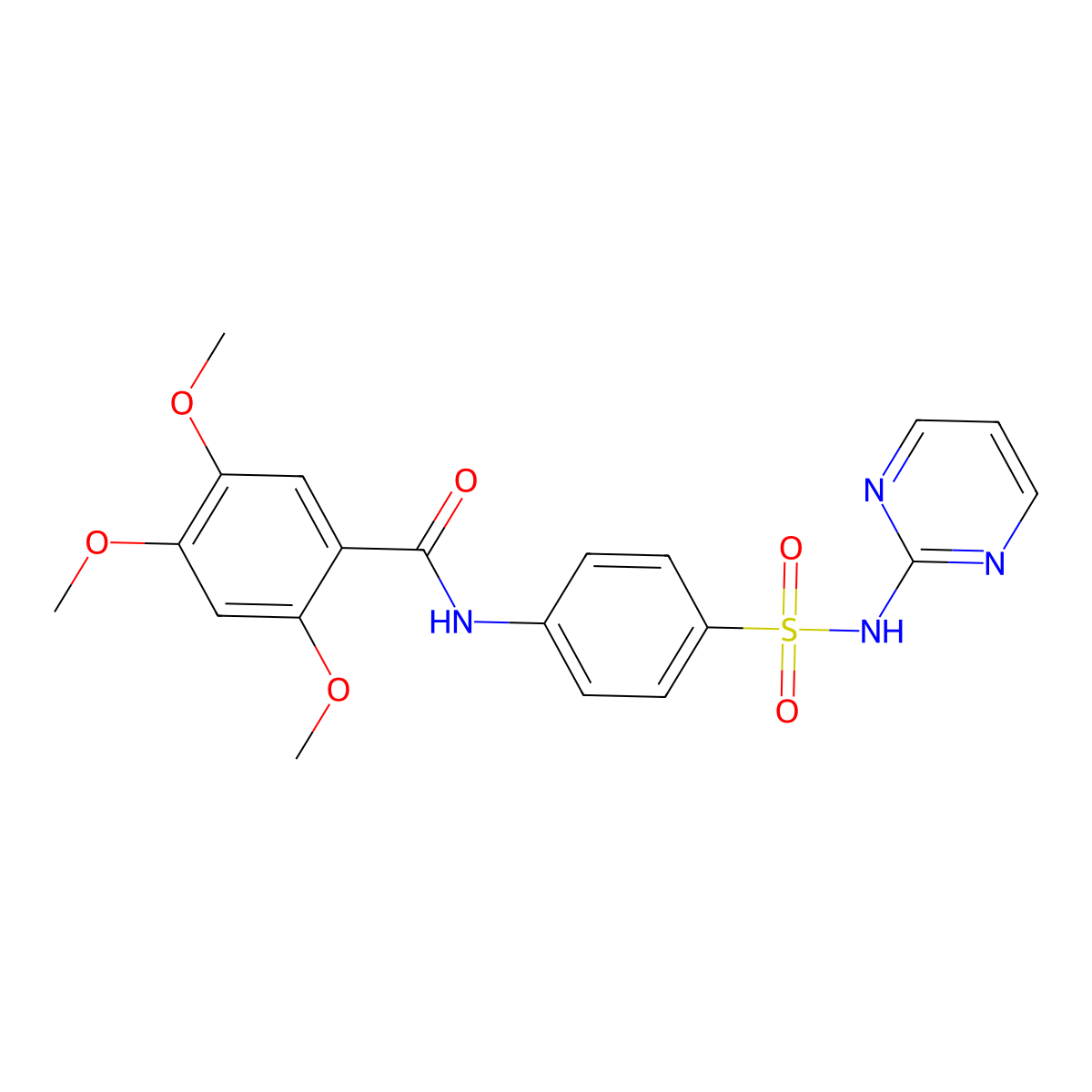 2,4,5-trimethoxy-N-[4-(pyrimidin-2-ylsulfamoyl)phenyl]benzamide molecular structure, CAS 774591-14-9