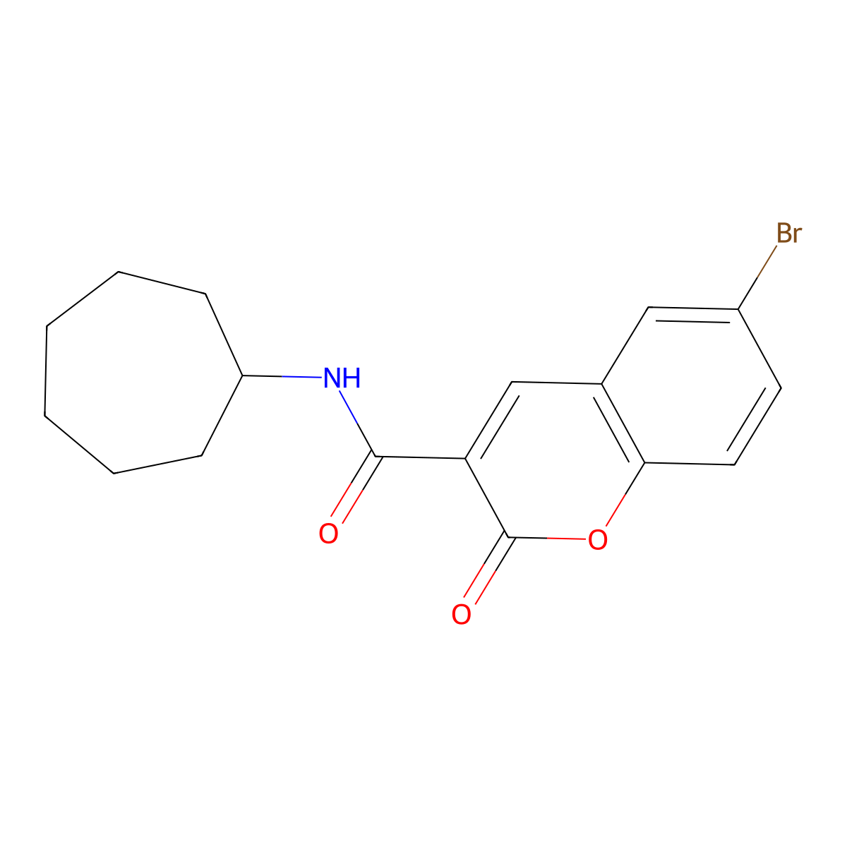 6-bromo-N-cycloheptyl-2-oxochromene-3-carboxamide molecular structure, CAS 774591-24-1