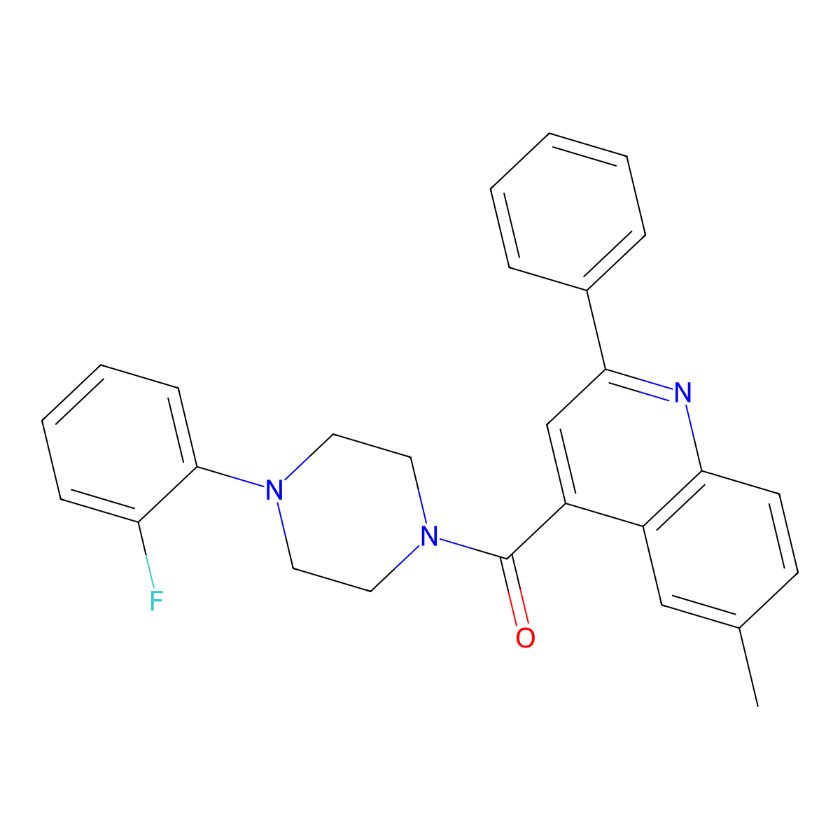 [4-(2-Fluorophenyl)piperazin-1-yl]-(6-methyl-2-phenylquinolin-4-yl)methanone molecular structure, CAS 774591-40-1