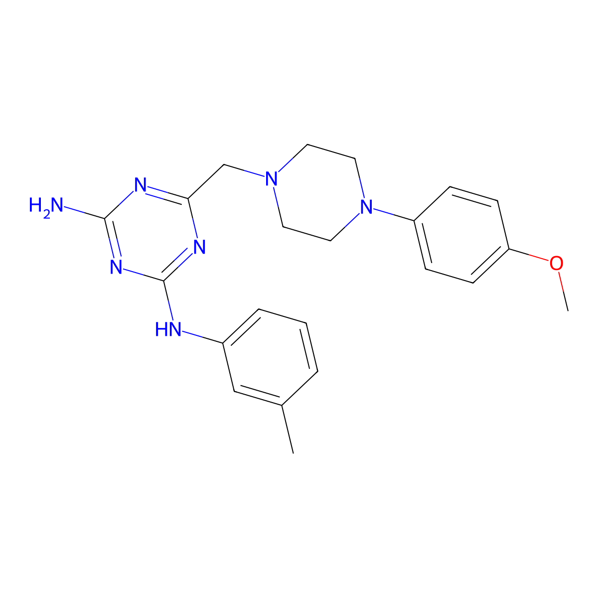 6-{[4-(4-methoxyphenyl)piperazin-1-yl]methyl}-N-(3-methylphenyl)-1,3,5-triazine-2,4-diamine molecular structure, CAS 774591-59-2