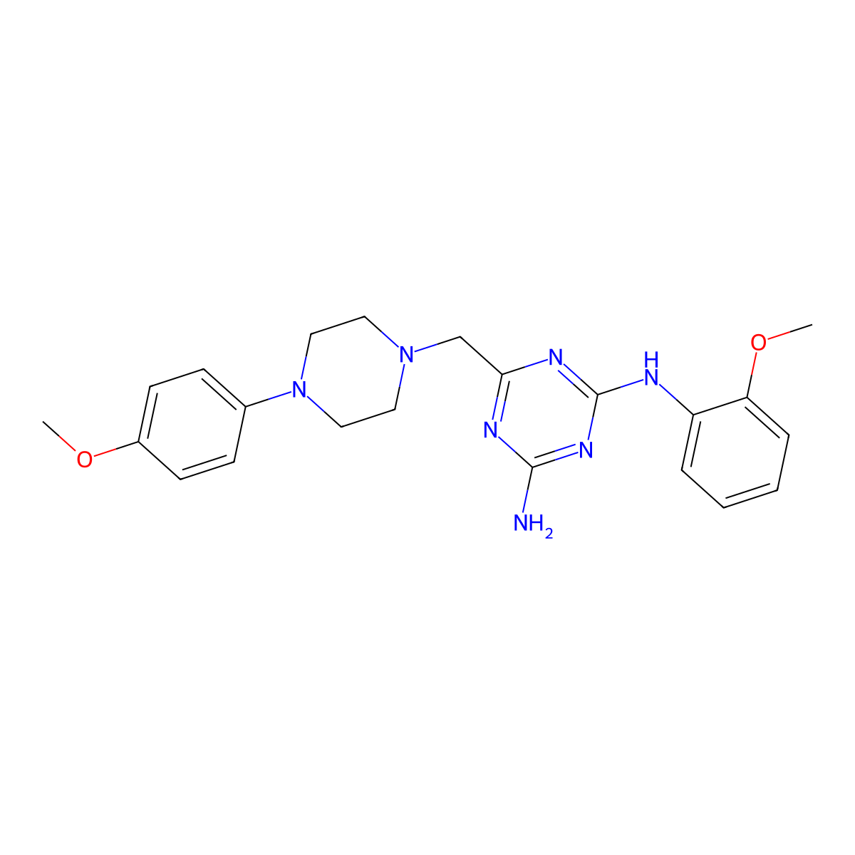 N-(4-amino-6-{[4-(4-methoxyphenyl)piperazino]methyl}-1,3,5-triazin-2-yl)-N-(2-methoxyphenyl)amine molecular structure, CAS 774591-61-6