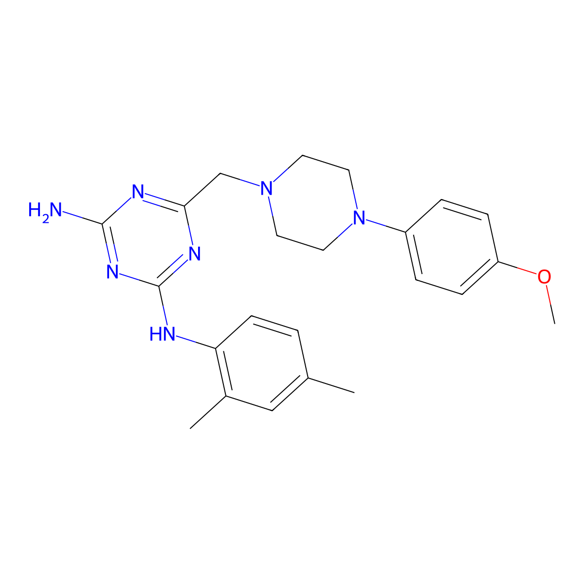 N-(2,4-dimethylphenyl)-6-{[4-(4-methoxyphenyl)piperazin-1-yl]methyl}-1,3,5-triazine-2,4-diamine molecular structure, CAS 774591-62-7