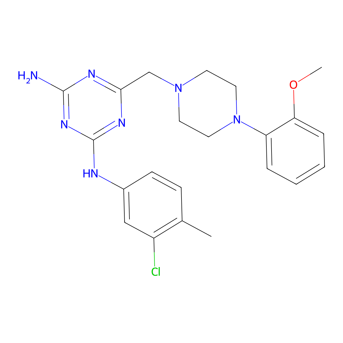 2-N-(3-chloro-4-methylphenyl)-6-[[4-(2-methoxyphenyl)piperazin-1-yl]methyl]-1,3,5-triazine-2,4-diamine molecular structure, CAS 774591-63-8