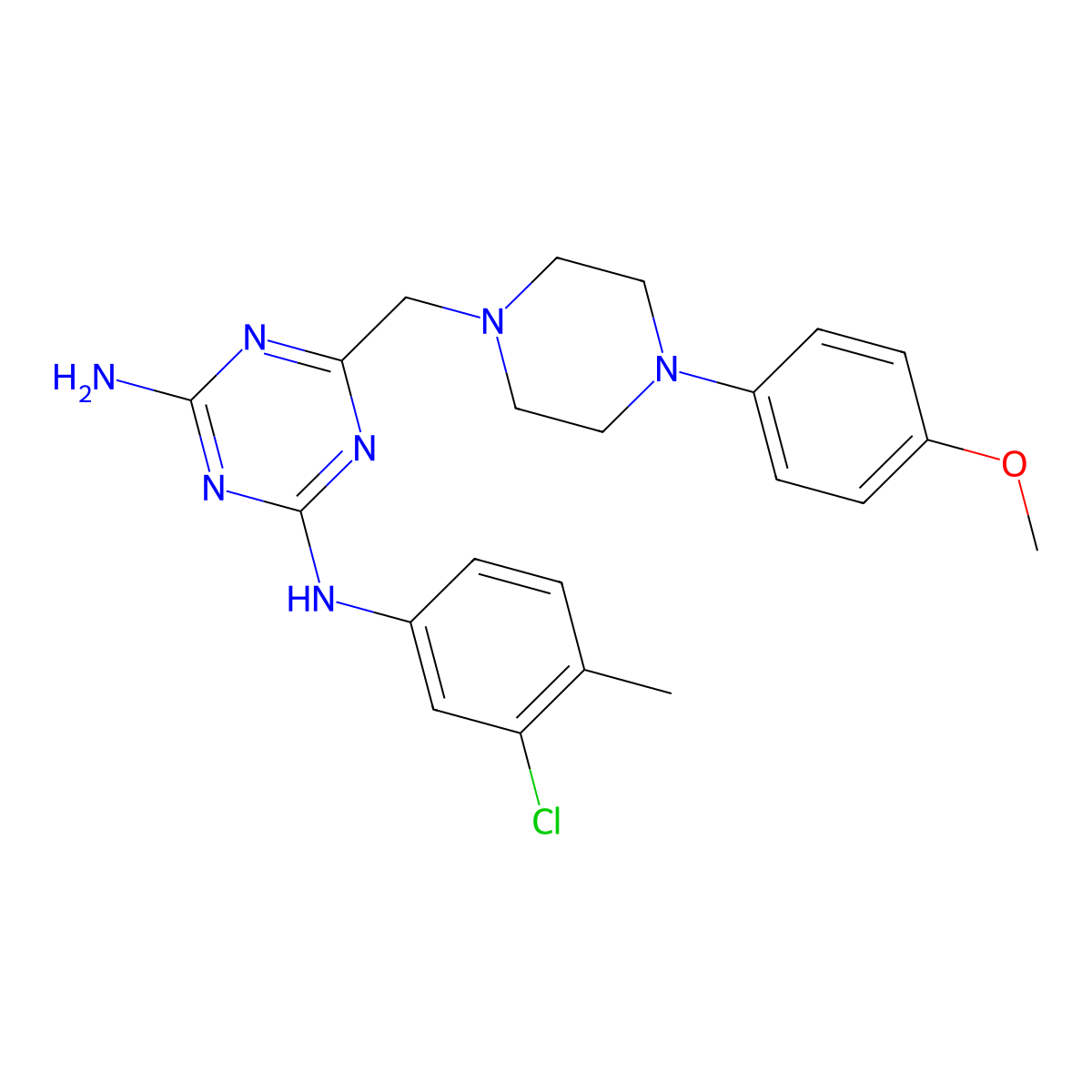 N-(4-amino-6-{[4-(4-methoxyphenyl)piperazino]methyl}-1,3,5-triazin-2-yl)-N-(3-chloro-4-methylphenyl)amine molecular structure, CAS 774591-64-9