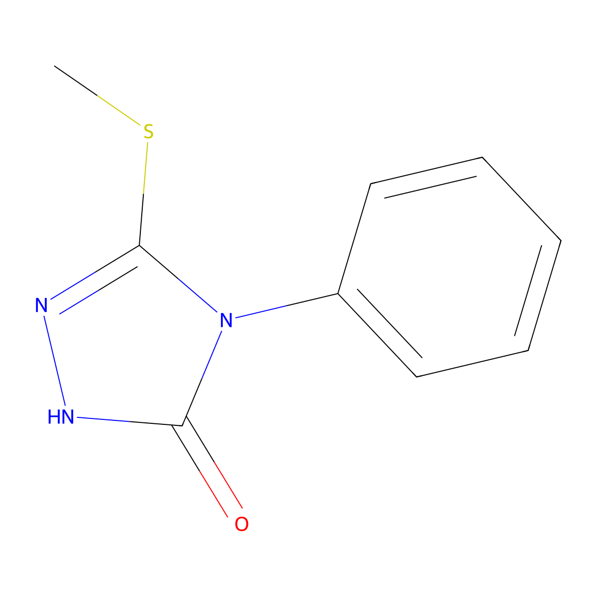 3-methylsulfanyl-4-phenyl-1H-1,2,4-triazol-5-one molecular structure, CAS 7746-66-9