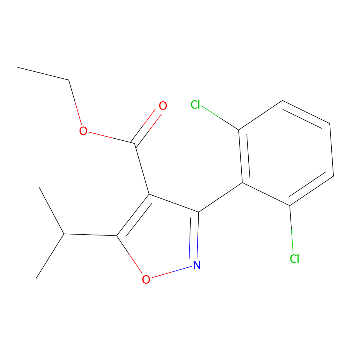 Ethyl 3-(2,6-Dichlorophenyl)-5-isopropylisoxazole-4-carboxylate molecular structure, CAS 774605-35-5