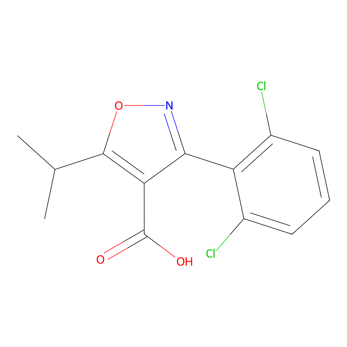 3-(2,6-Dichlorophenyl)-5-isopropylisoxazole-4-carboxylic acid molecular structure, CAS 774605-58-2