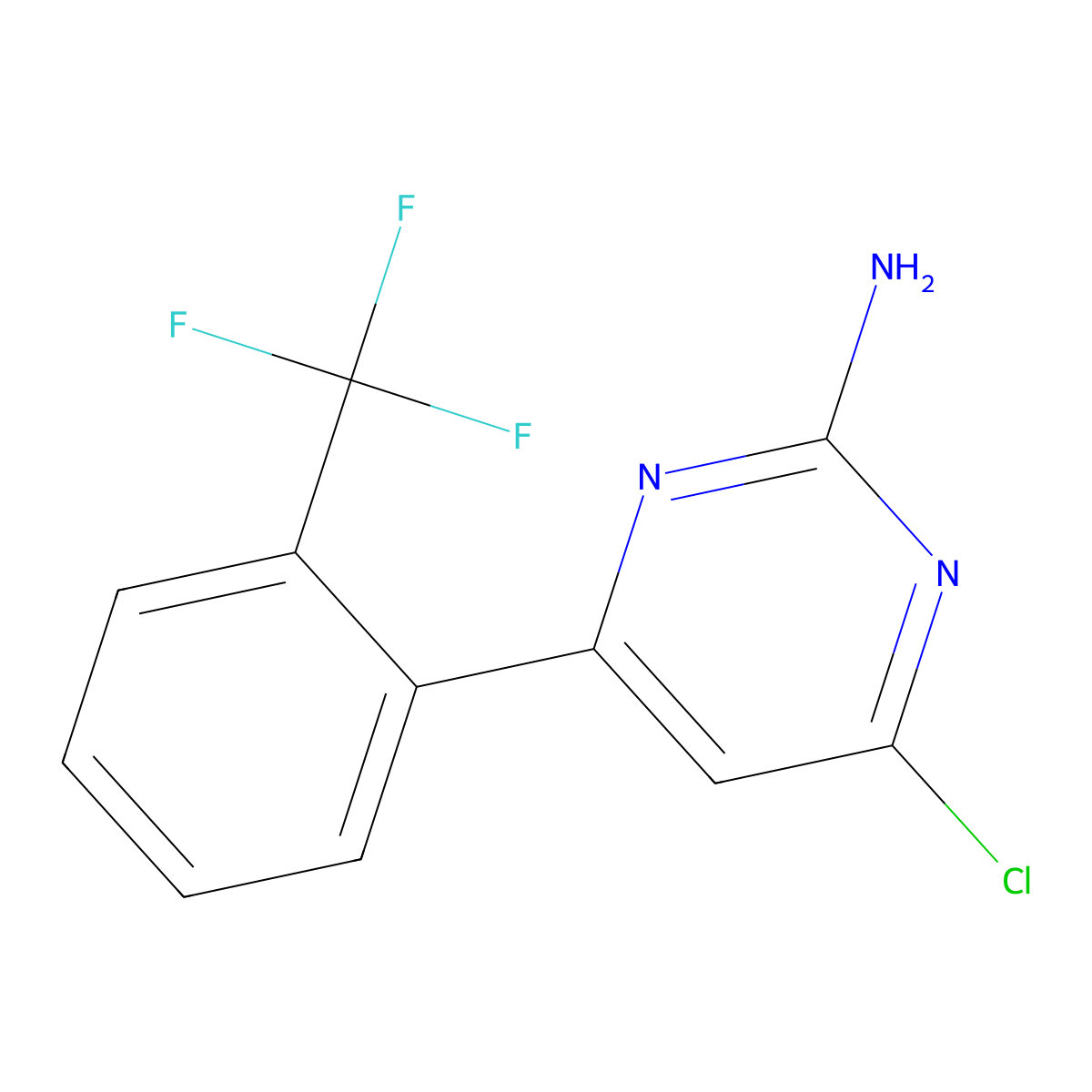 2-Amino-4-chloro-6-(2-trifluoromethylphenyl)pyrimidine molecular structure, CAS 774608-21-8