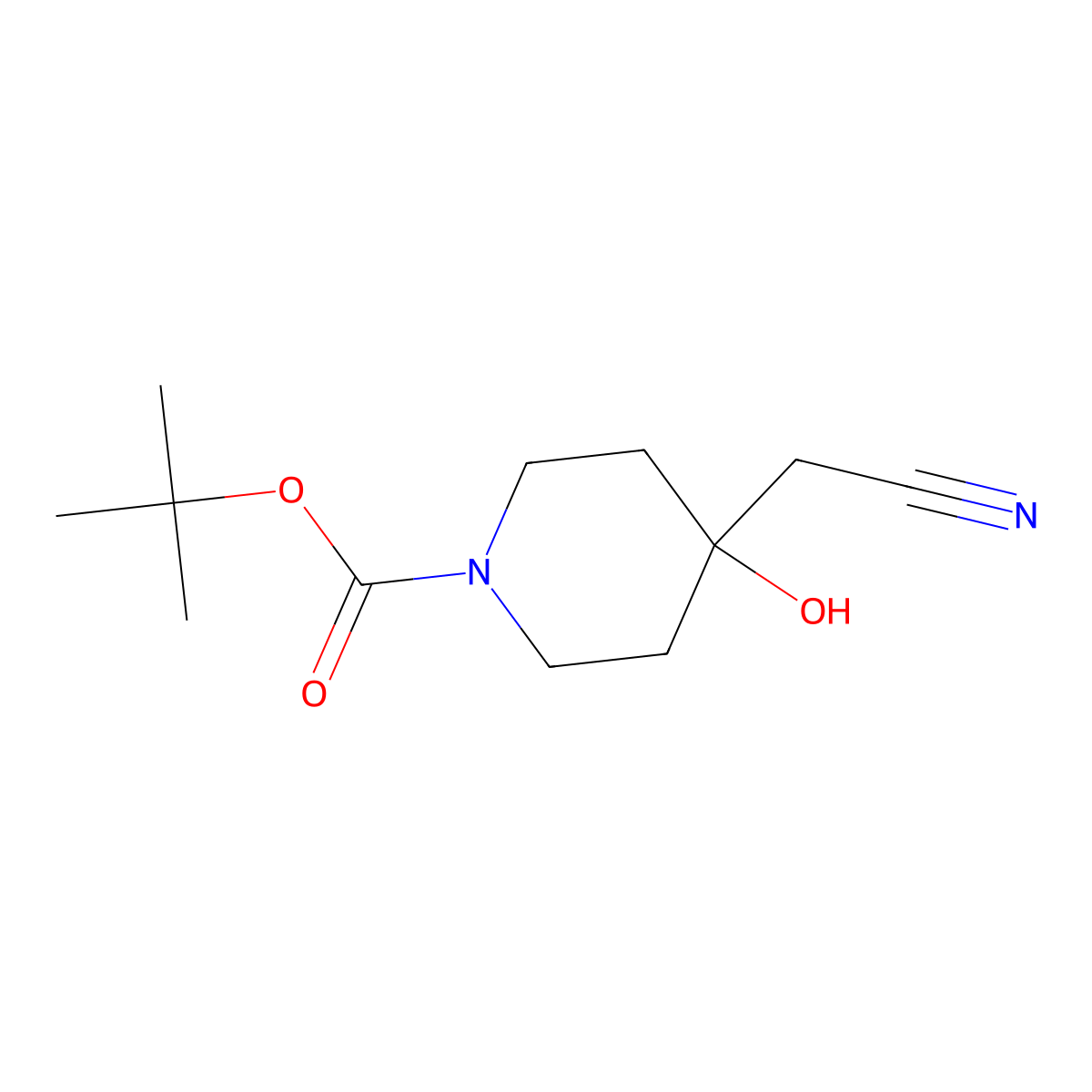 tert-Butyl 4-(cyanomethyl)-4-hydroxypiperidine-1-carboxylate molecular structure, CAS 774609-73-3