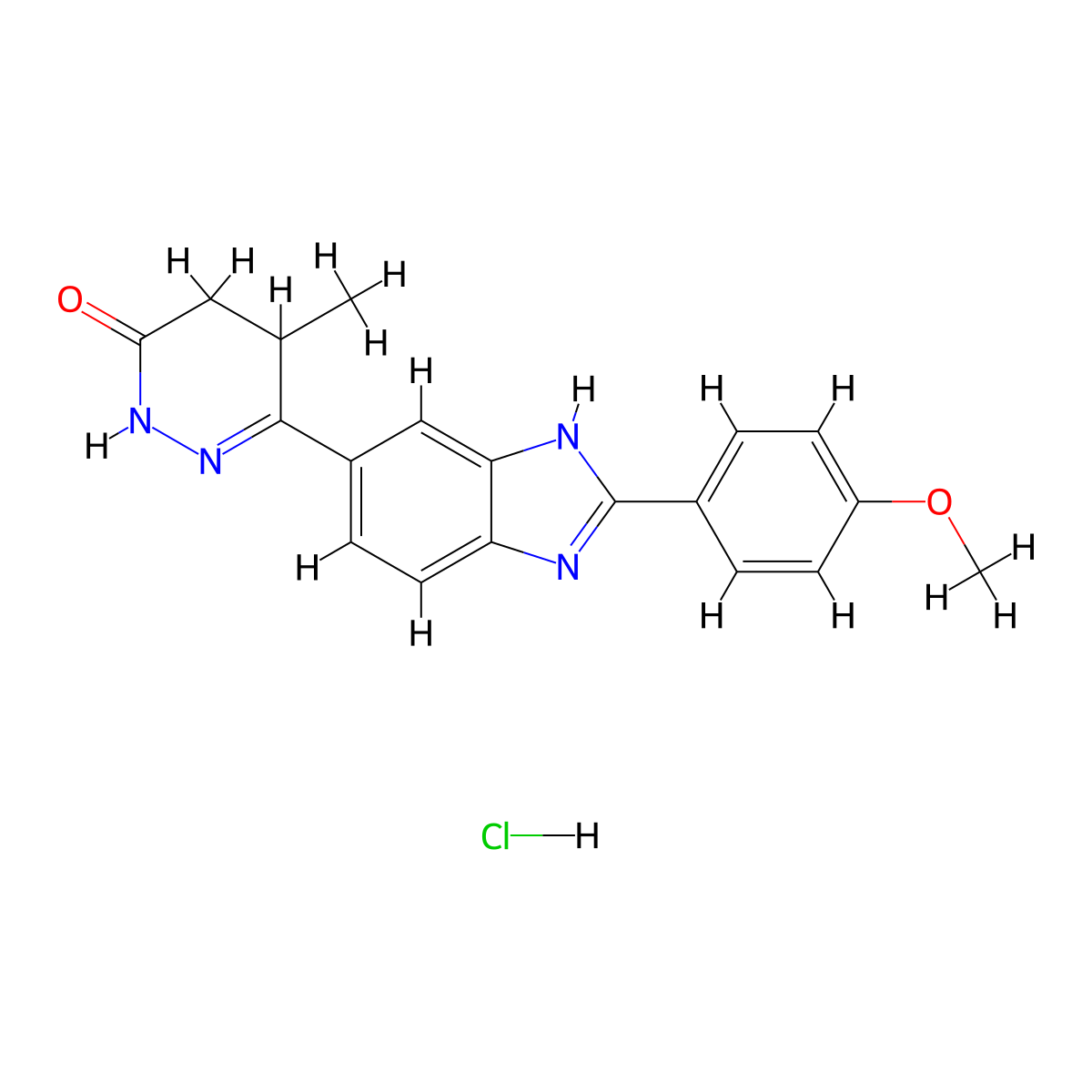 Pimobendan hydrochloride molecular structure, CAS 77469-98-8