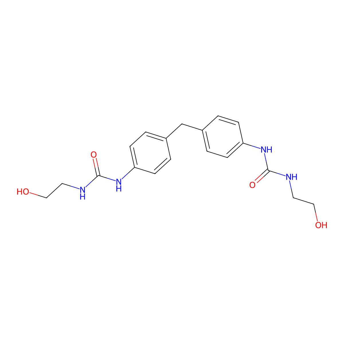 1-(2-Hydroxyethyl)-3-[4-[[4-(2-hydroxyethylcarbamoylamino)phenyl]methyl]phenyl]urea molecular structure, CAS 7747-61-7