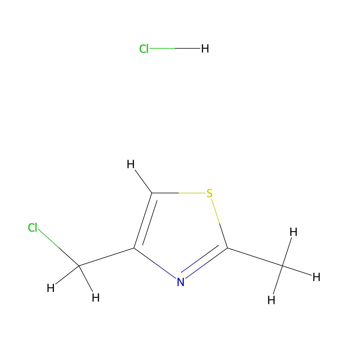 4-(Chloromethyl)-2-methyl-1,3-thiazole--hydrogen chloride (1/1) molecular structure, CAS 77470-53-2