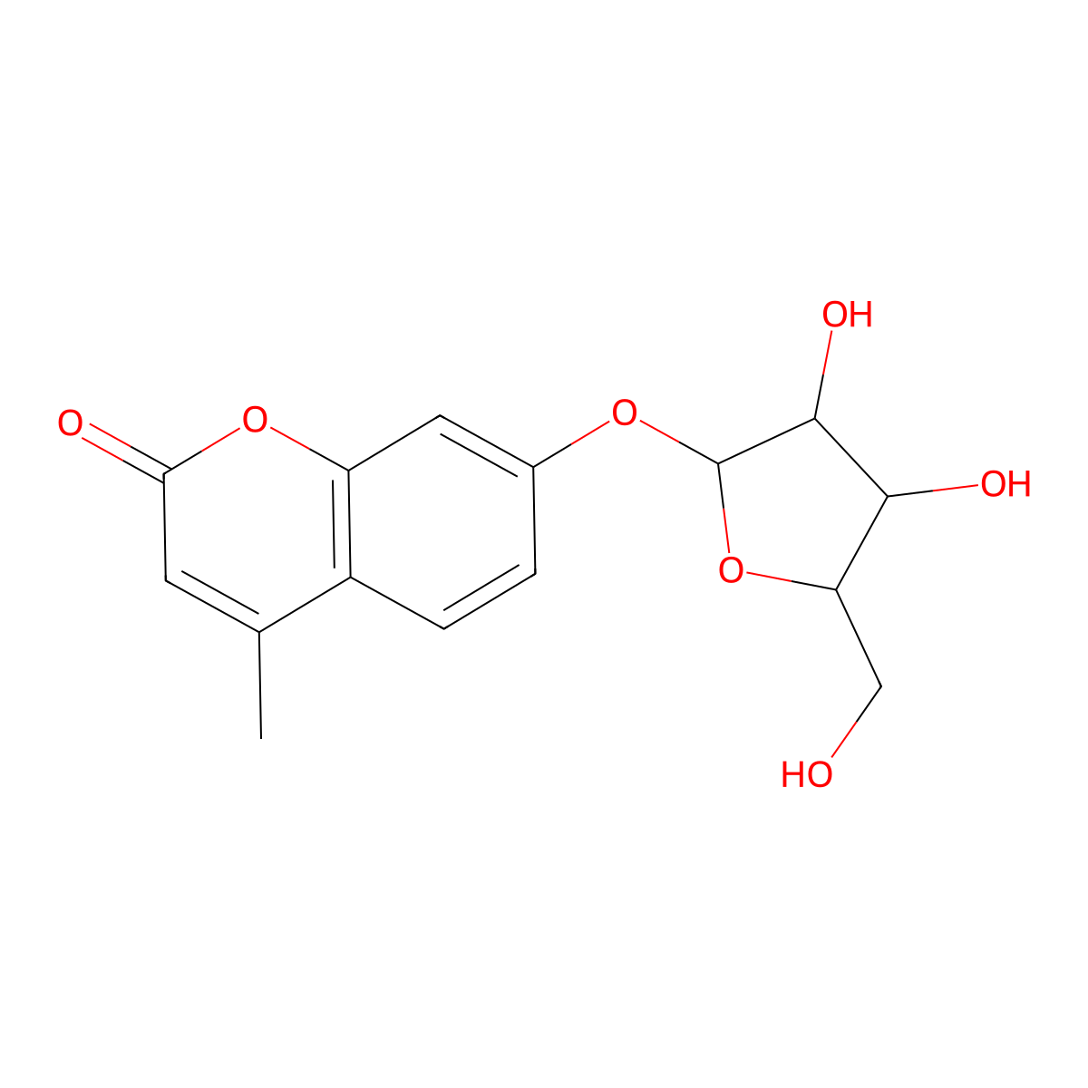 4-Methylumbelliferyl alpha-L-arabinofuranoside molecular structure, CAS 77471-44-4