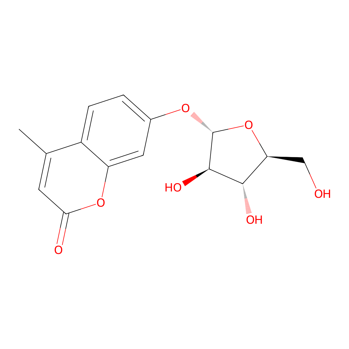 4-Methylumbelliferyl alpha-L-arabinofuranoside molecular structure, CAS 77471-44-4