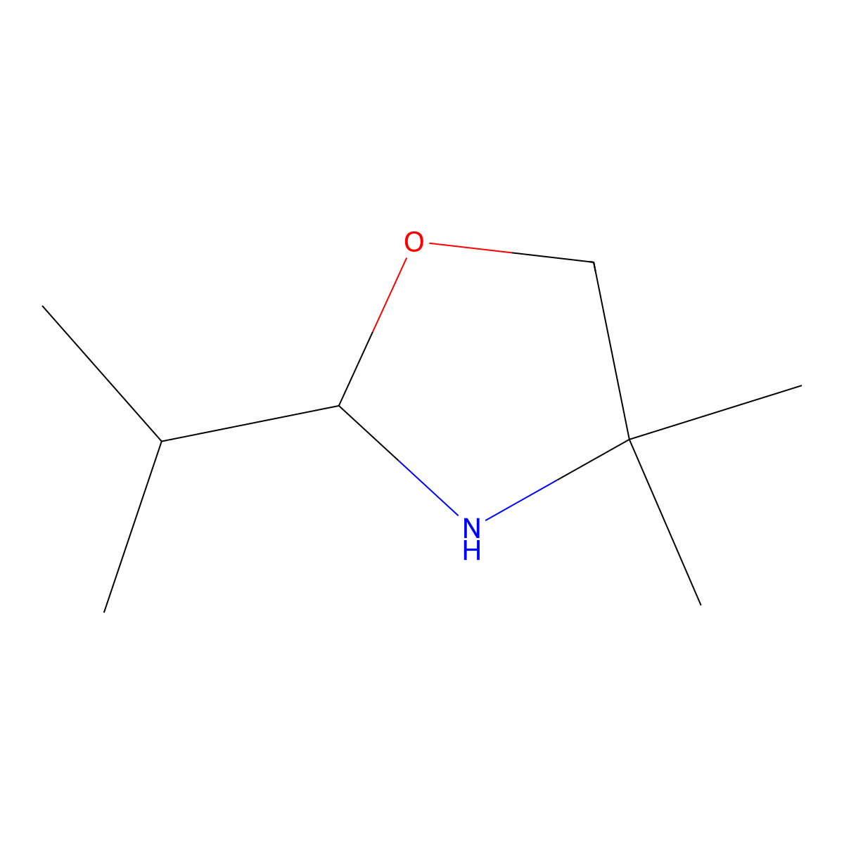 4,4-Dimethyl-2-(propan-2-yl)-1,3-oxazolidine molecular structure, CAS 77472-23-2