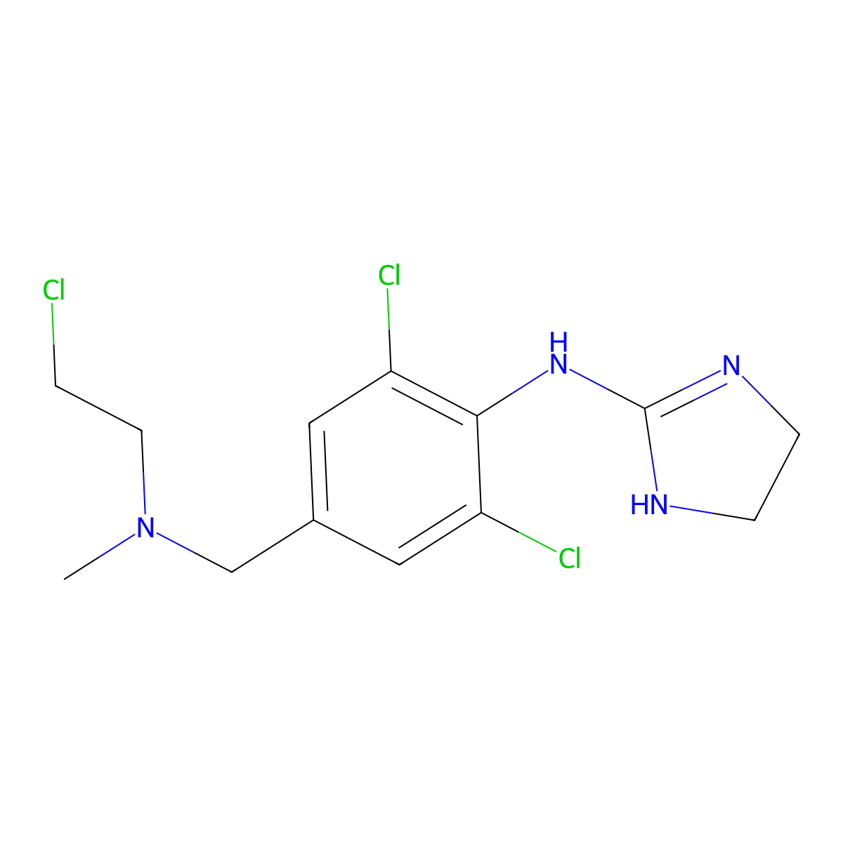 Chloroethylclonidine molecular structure, CAS 77472-95-8
