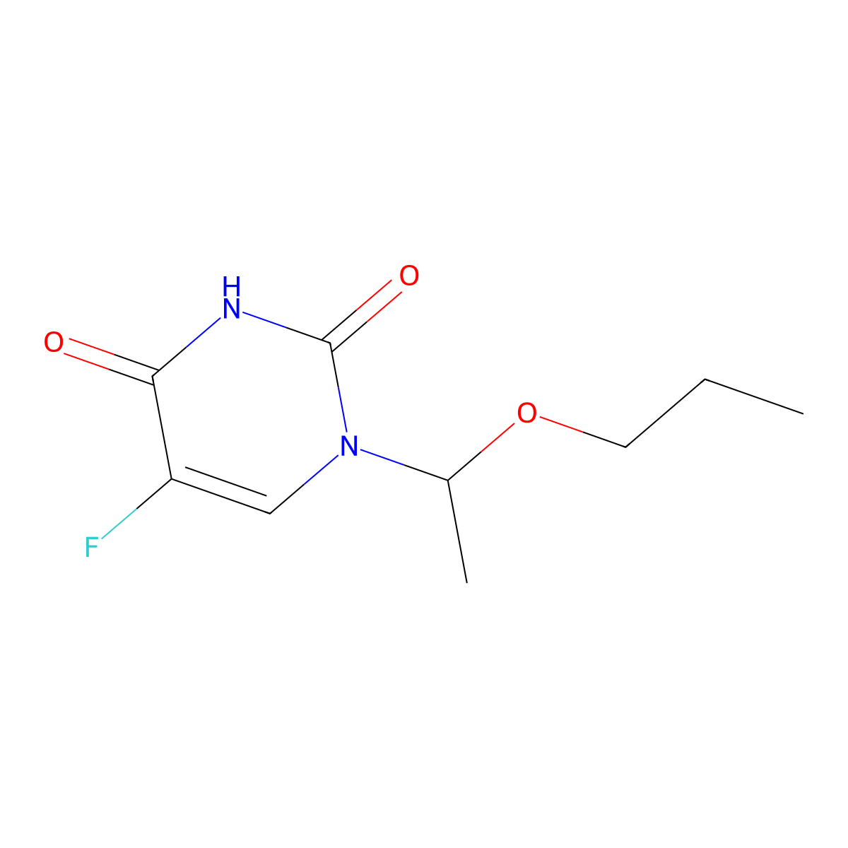 5-fluoro-1-(1-propoxyethyl)pyrimidine-2,4(1H,3H)-dione molecular structure, CAS 77474-48-7