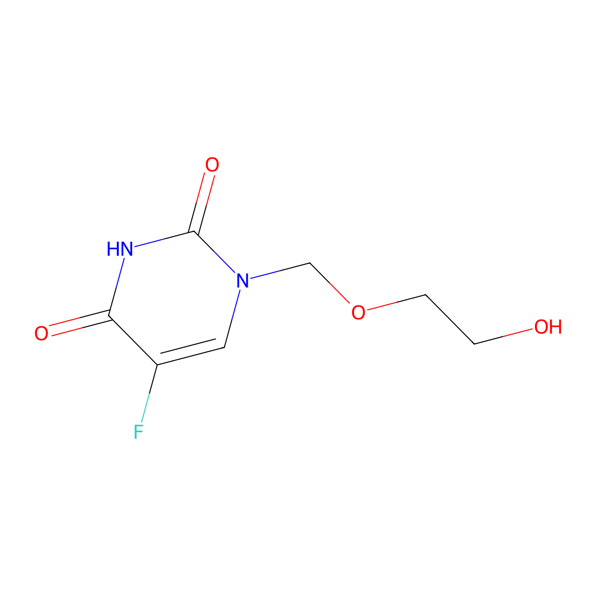 5-Fluoro-1-((2-hydroxyethoxy)methyl)uracil molecular structure, CAS 77474-50-1