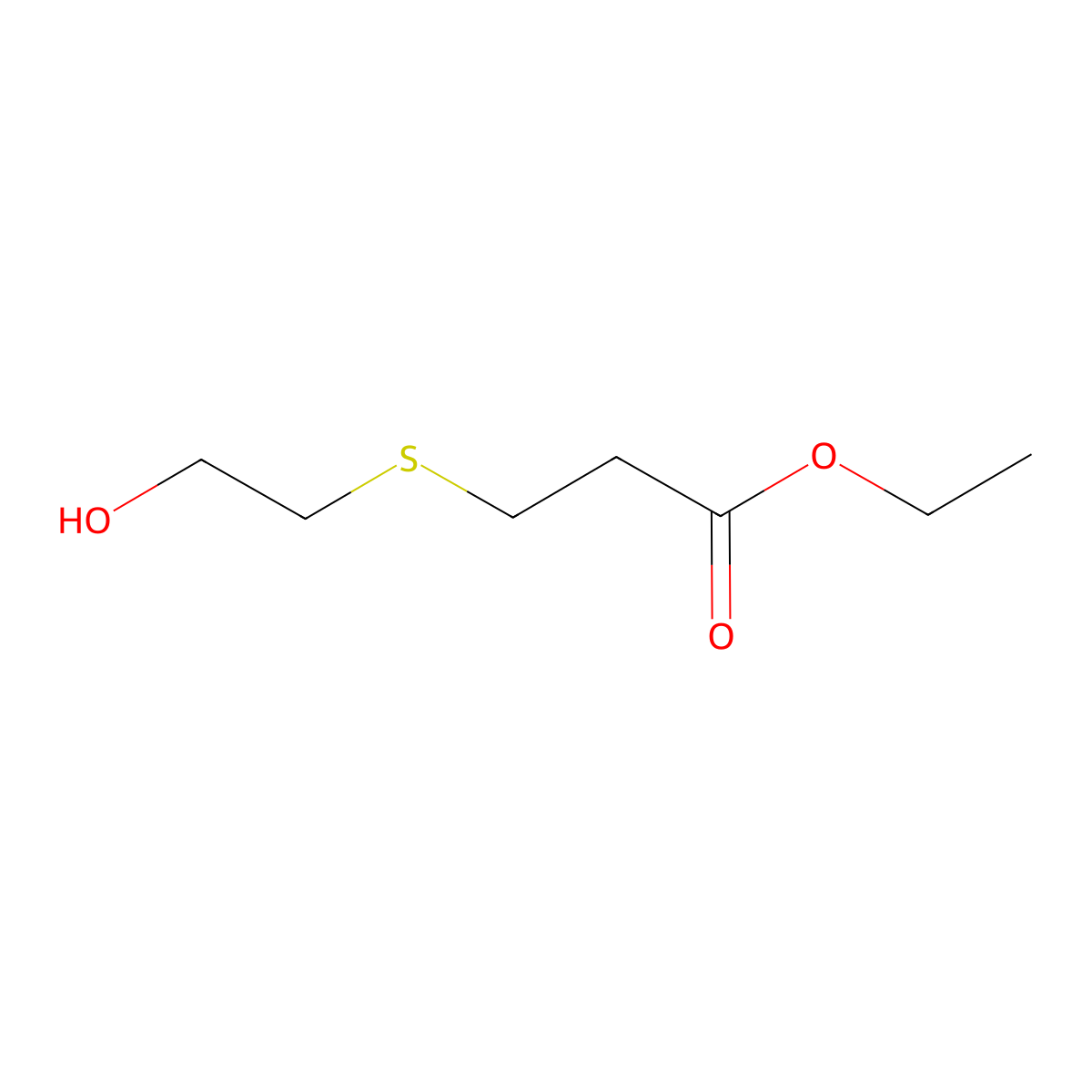 Ethyl 3-[(2-hydroxyethyl)sulfanyl]propanoate molecular structure, CAS 77475-66-2