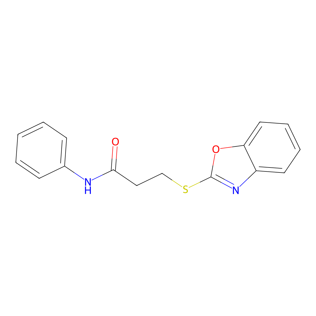 3-(1,3-benzoxazol-2-ylsulfanyl)-N-phenylpropanamide molecular structure, CAS 77478-70-7