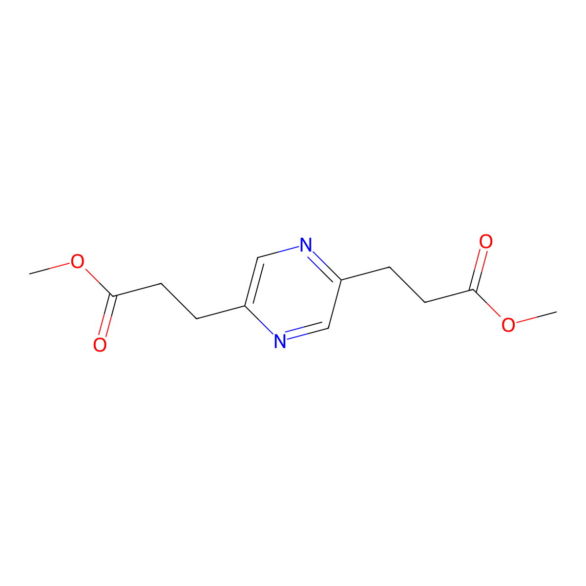 Dimethyl 3,3'-(pyrazine-2,5-diyl)dipropanoate molecular structure, CAS 77479-01-7
