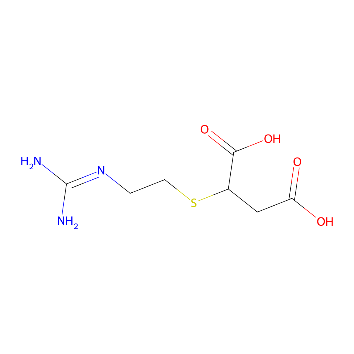2-Guanidinoethylmercaptosuccinic acid molecular structure, CAS 77482-44-1