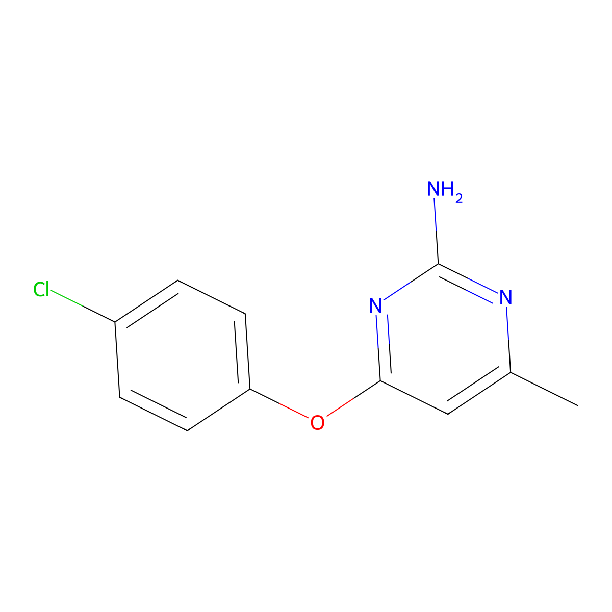 4-(4-Chlorophenoxy)-6-methyl-2-pyrimidinamine molecular structure, CAS 7749-49-7