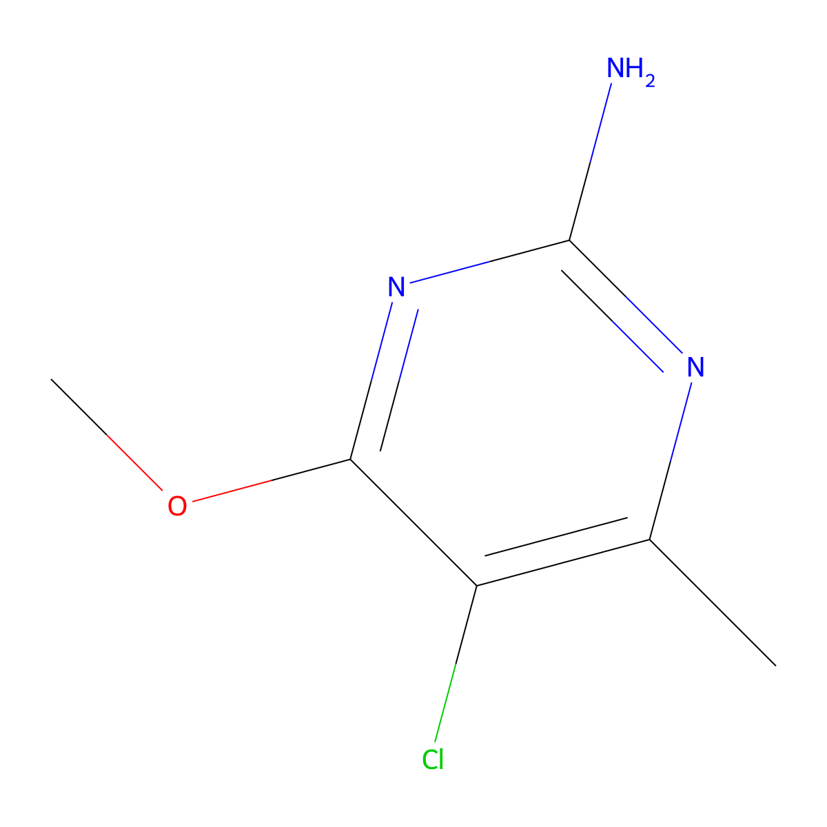 5-Chloro-4-methoxy-6-methylpyrimidin-2-amine molecular structure, CAS 7749-54-4