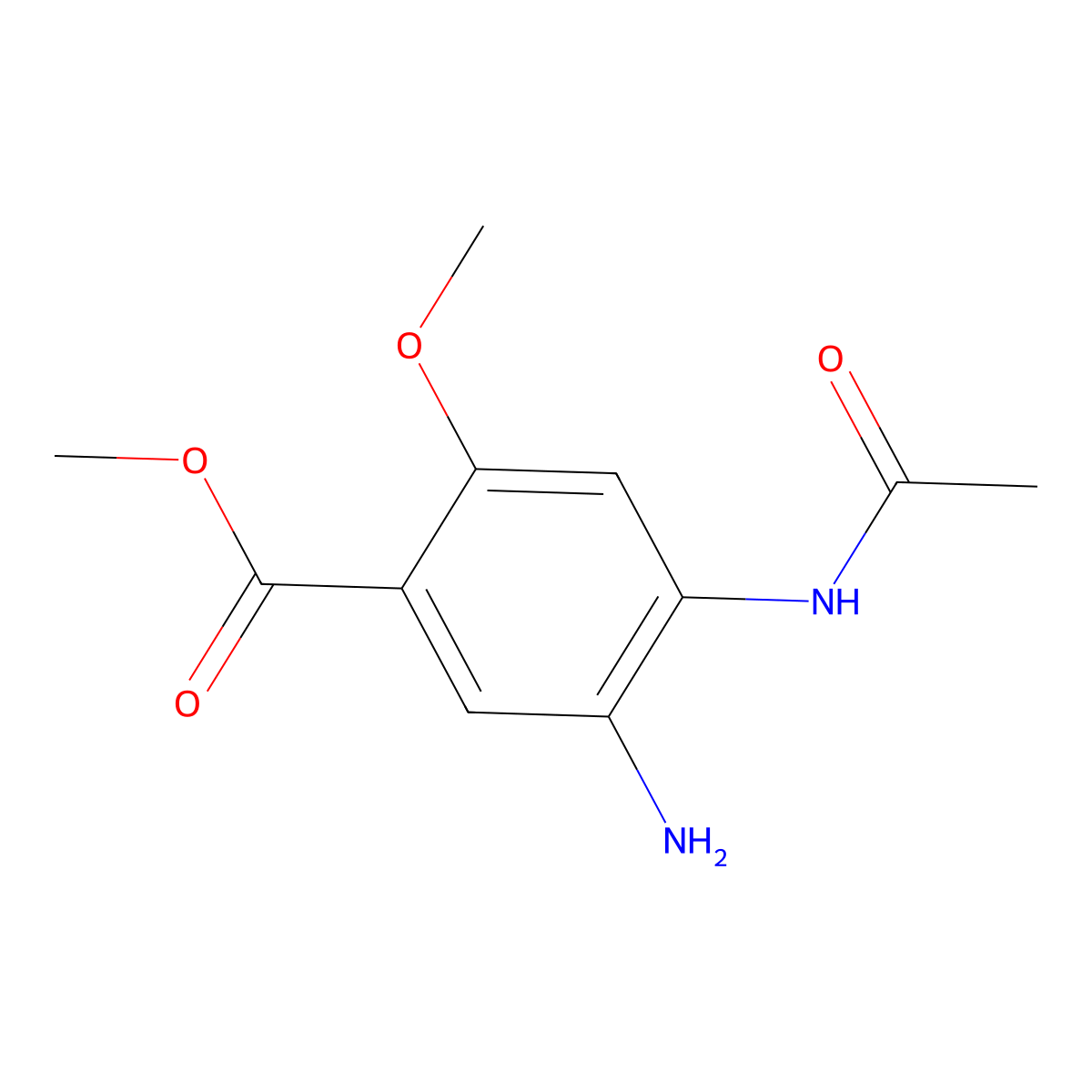 Methyl 4-acetamido-5-amino-2-methoxybenzoate molecular structure, CAS 77495-40-0