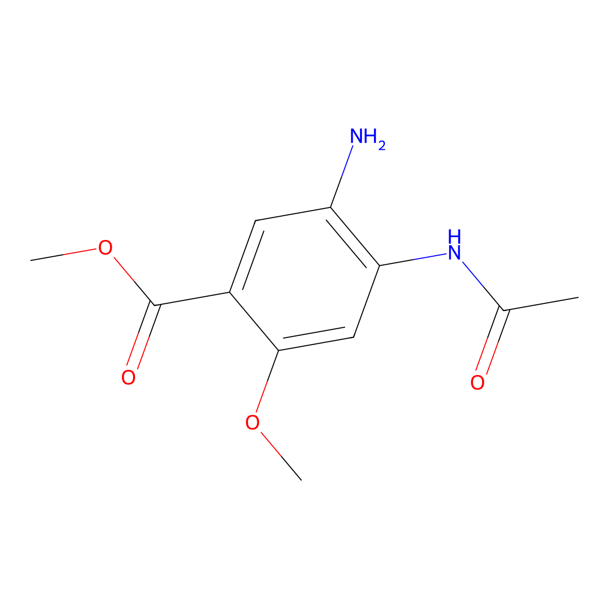 Methyl 4-acetamido-5-amino-2-methoxybenzoate molecular structure, CAS 77495-40-0