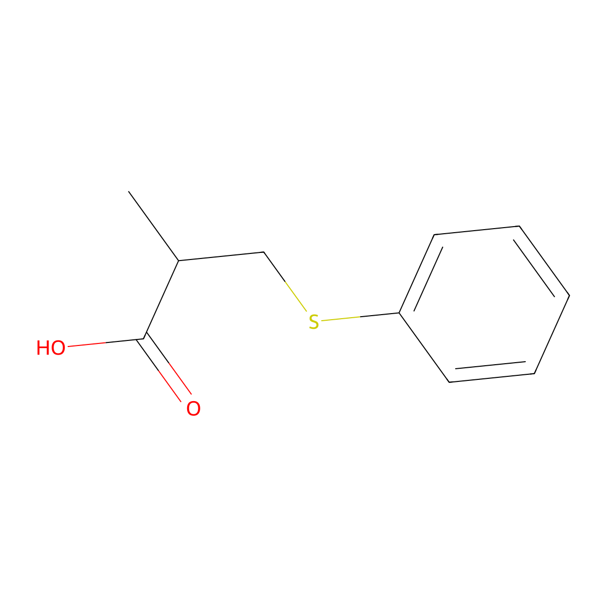 2-Methyl-3-(phenylsulfanyl)propanoic acid molecular structure, CAS 775-20-2