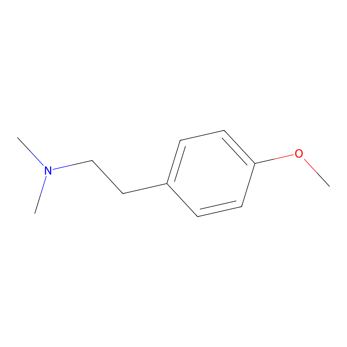 N,N-Dimethyl-4-methoxyphenylethylamine molecular structure, CAS 775-33-7