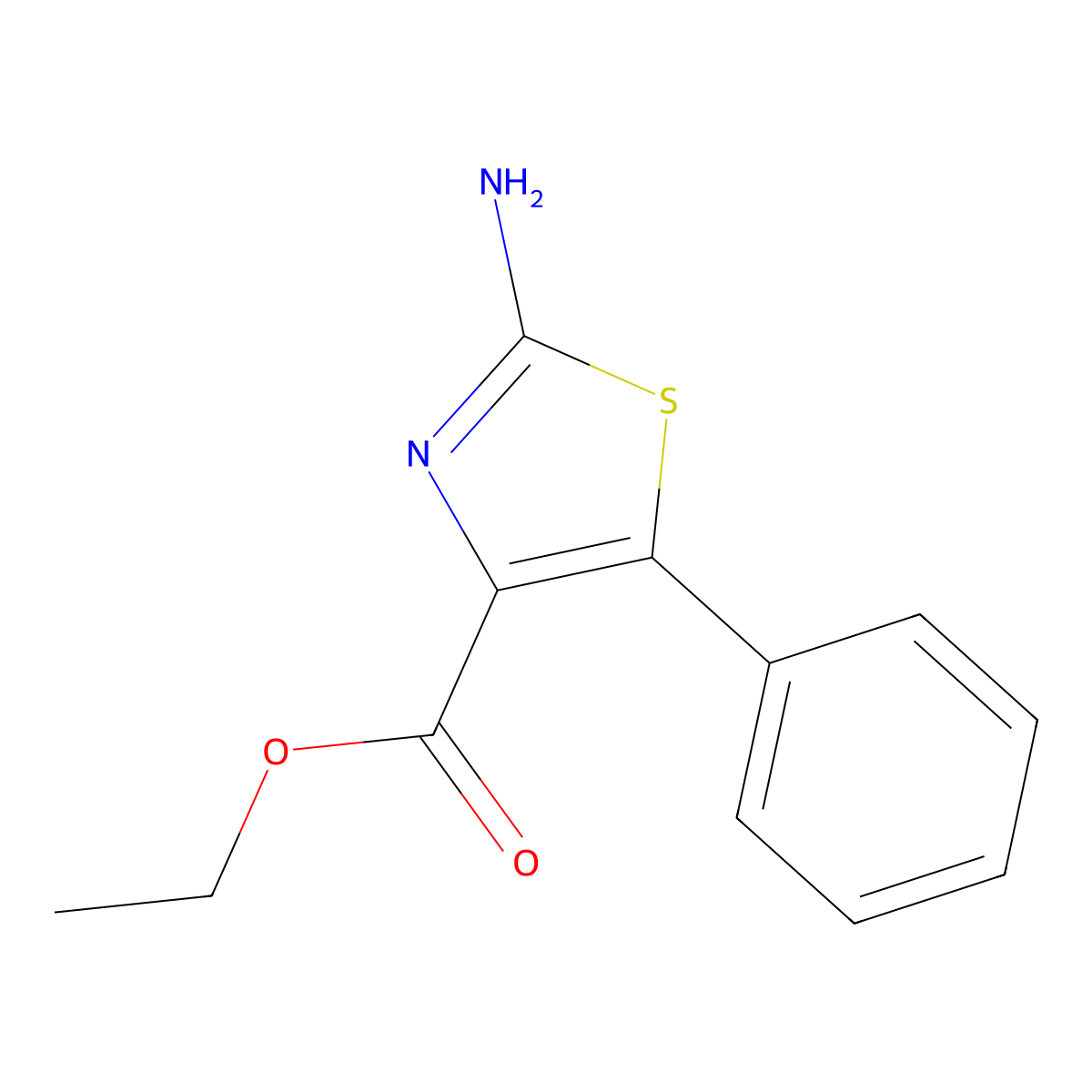 Ethyl 2-amino-5-phenyl-1,3-thiazole-4-carboxylate molecular structure, CAS 77505-85-2