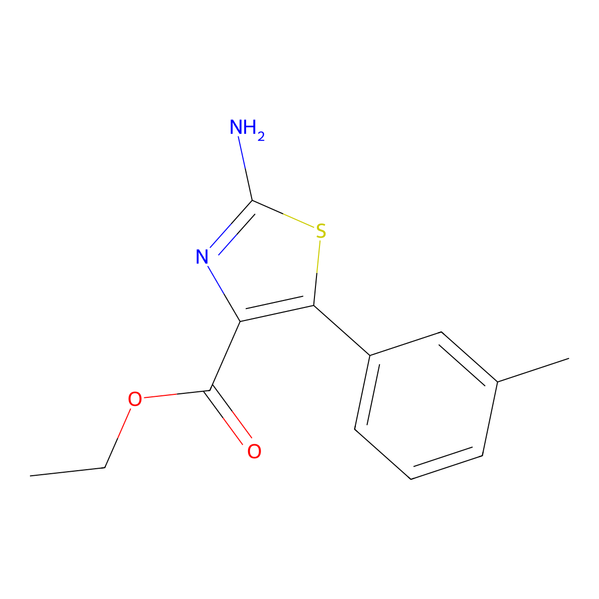 Ethyl 2-amino-5-(3-methylphenyl)-1,3-thiazole-4-carboxylate molecular structure, CAS 77505-87-4