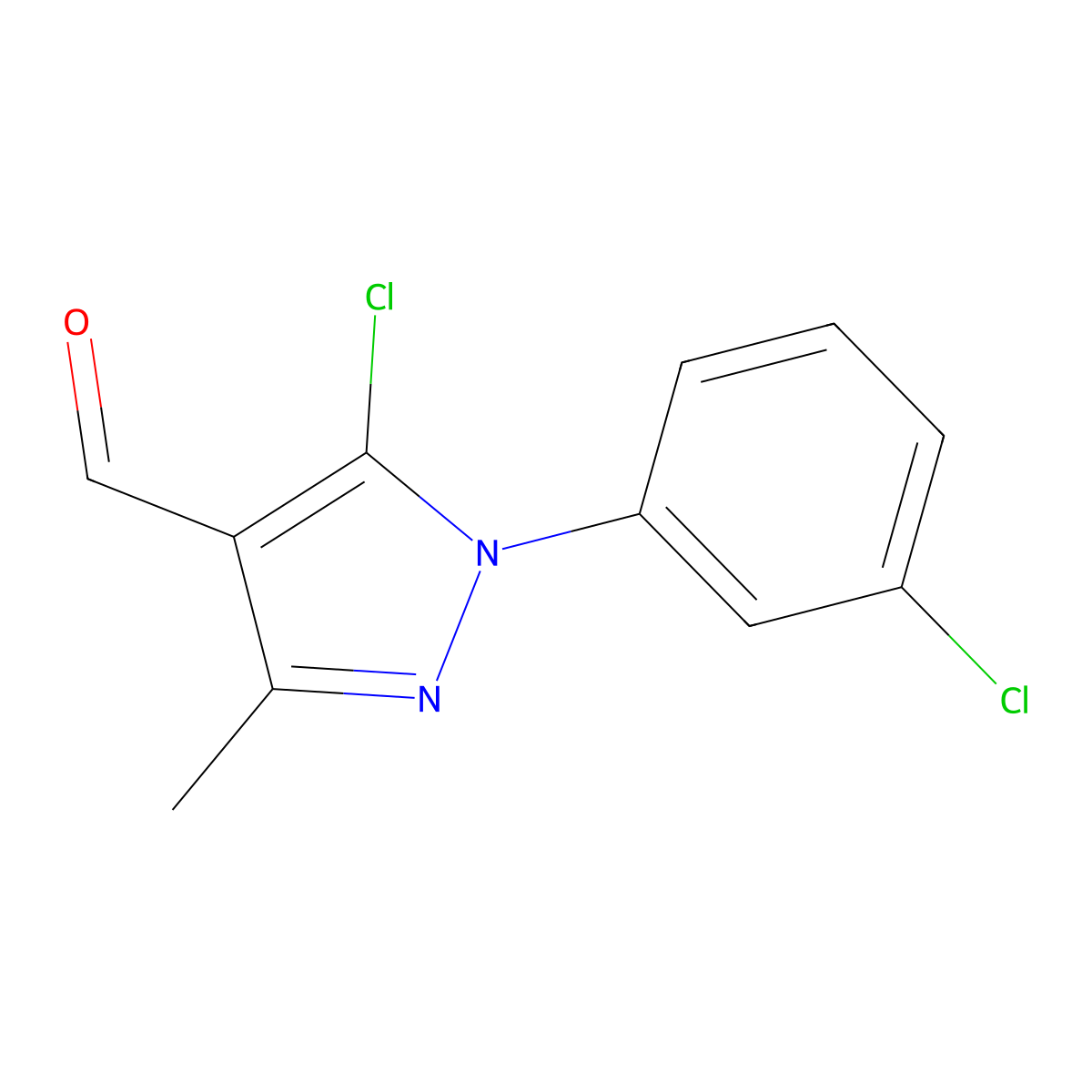 5-chloro-1-(3-chlorophenyl)-3-methyl-1H-pyrazole-4-carbaldehyde molecular structure, CAS 77509-92-3