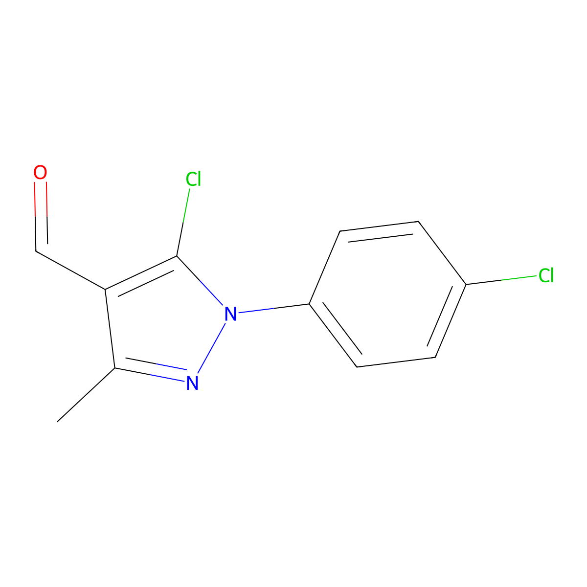 5-Chloro-1-(4-chlorophenyl)-3-methyl-1H-pyrazole-4-carboxaldehyde molecular structure, CAS 77509-93-4