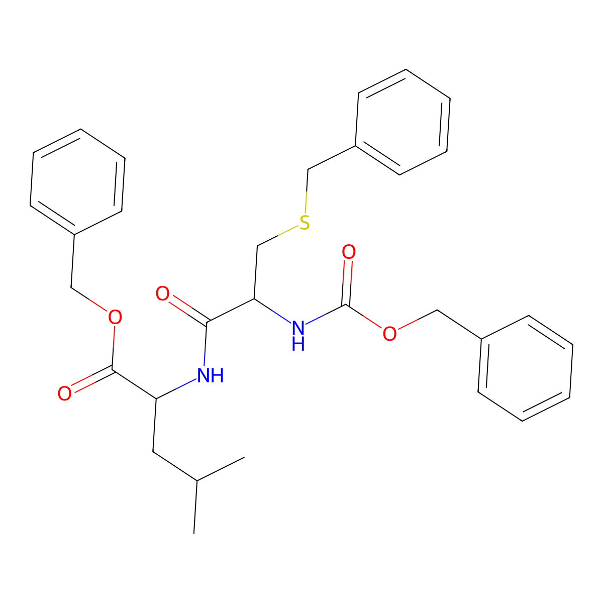 Benzyl S-benzyl-N-[(benzyloxy)carbonyl]cysteinylleucinate molecular structure, CAS 77511-09-2