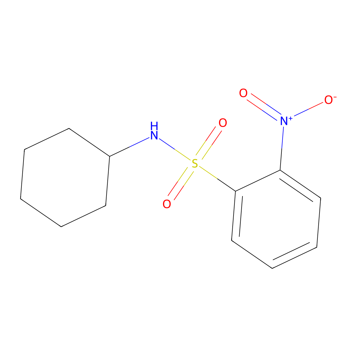 N-cyclohexyl-2-nitrobenzenesulfonamide molecular structure, CAS 77516-53-1
