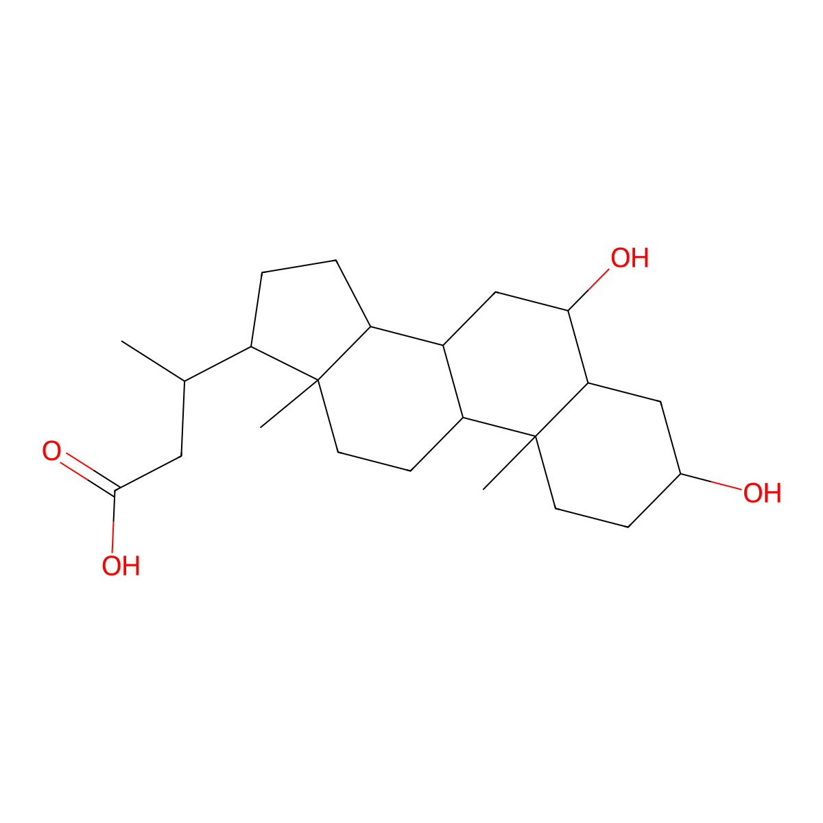 Norhyodeoxycholic acid molecular structure, CAS 77518-23-1