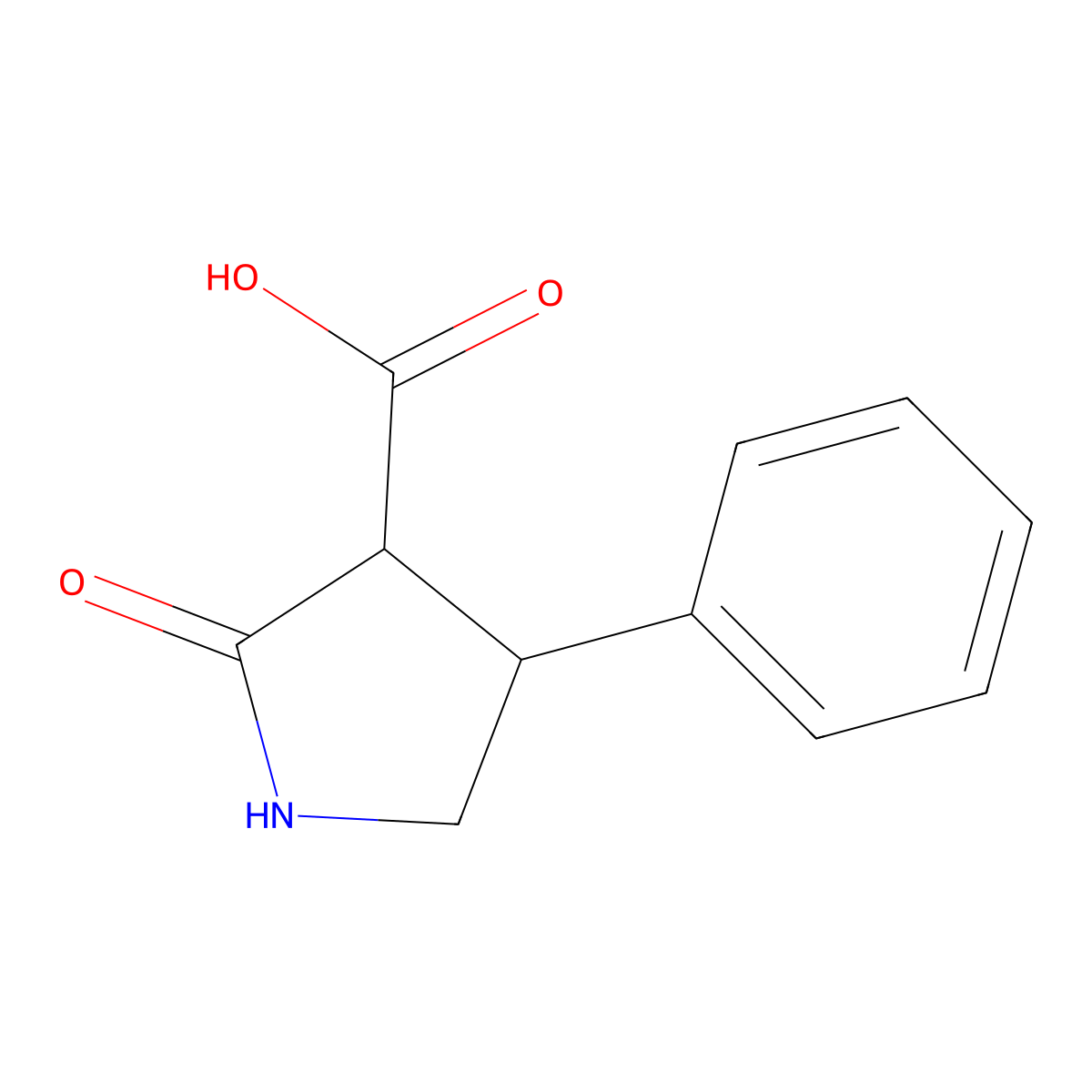 2-Oxo-4-phenylpyrrolidine-3-carboxylic acid molecular structure, CAS 77519-55-2