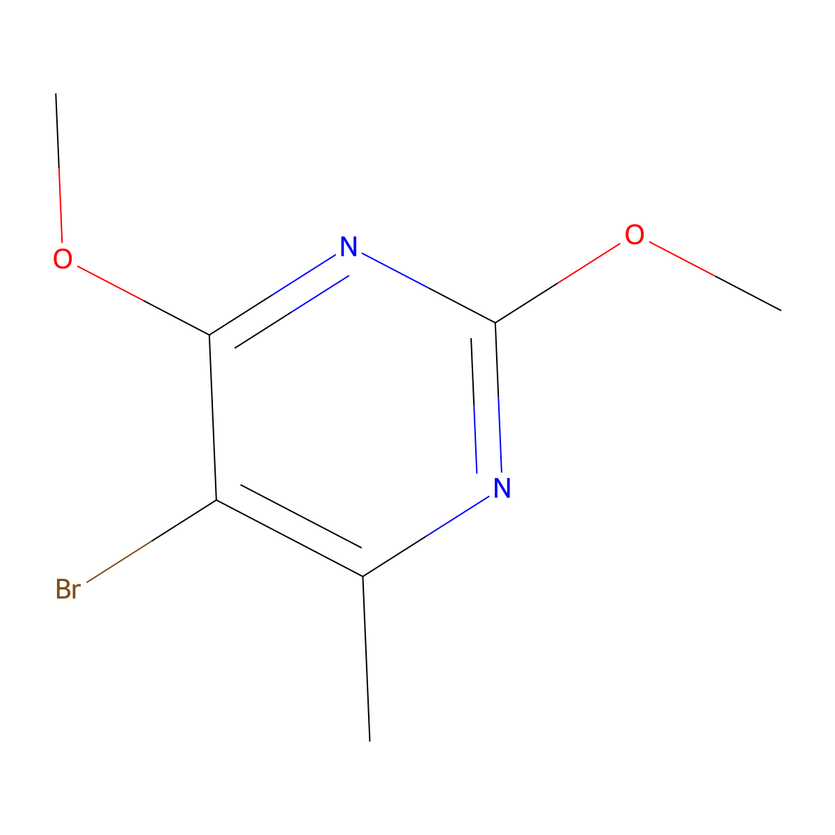 5-Bromo-2,4-dimethoxy-6-methylpyrimidine molecular structure, CAS 7752-70-7