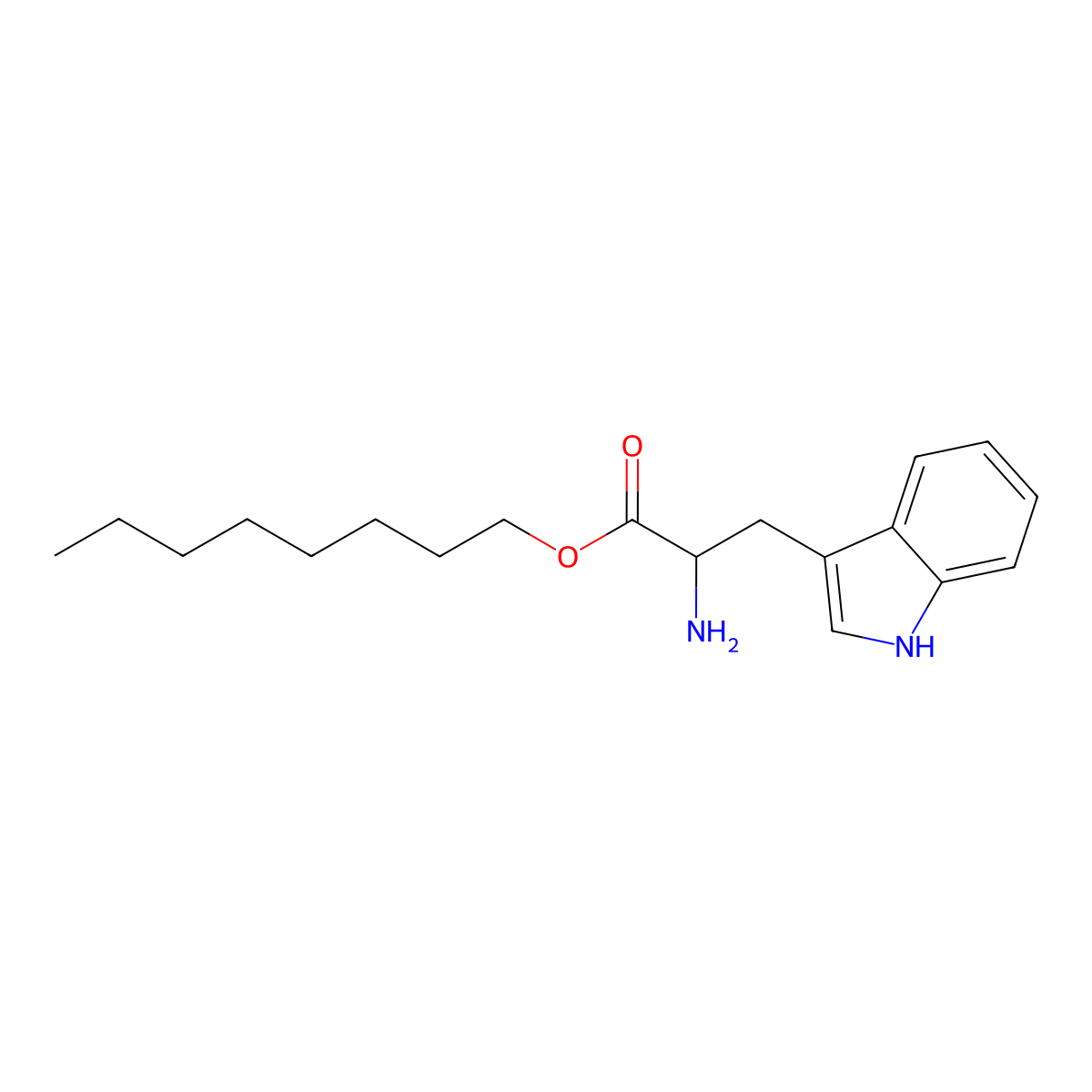 Tryptophan, octyl ester molecular structure, CAS 77521-33-6