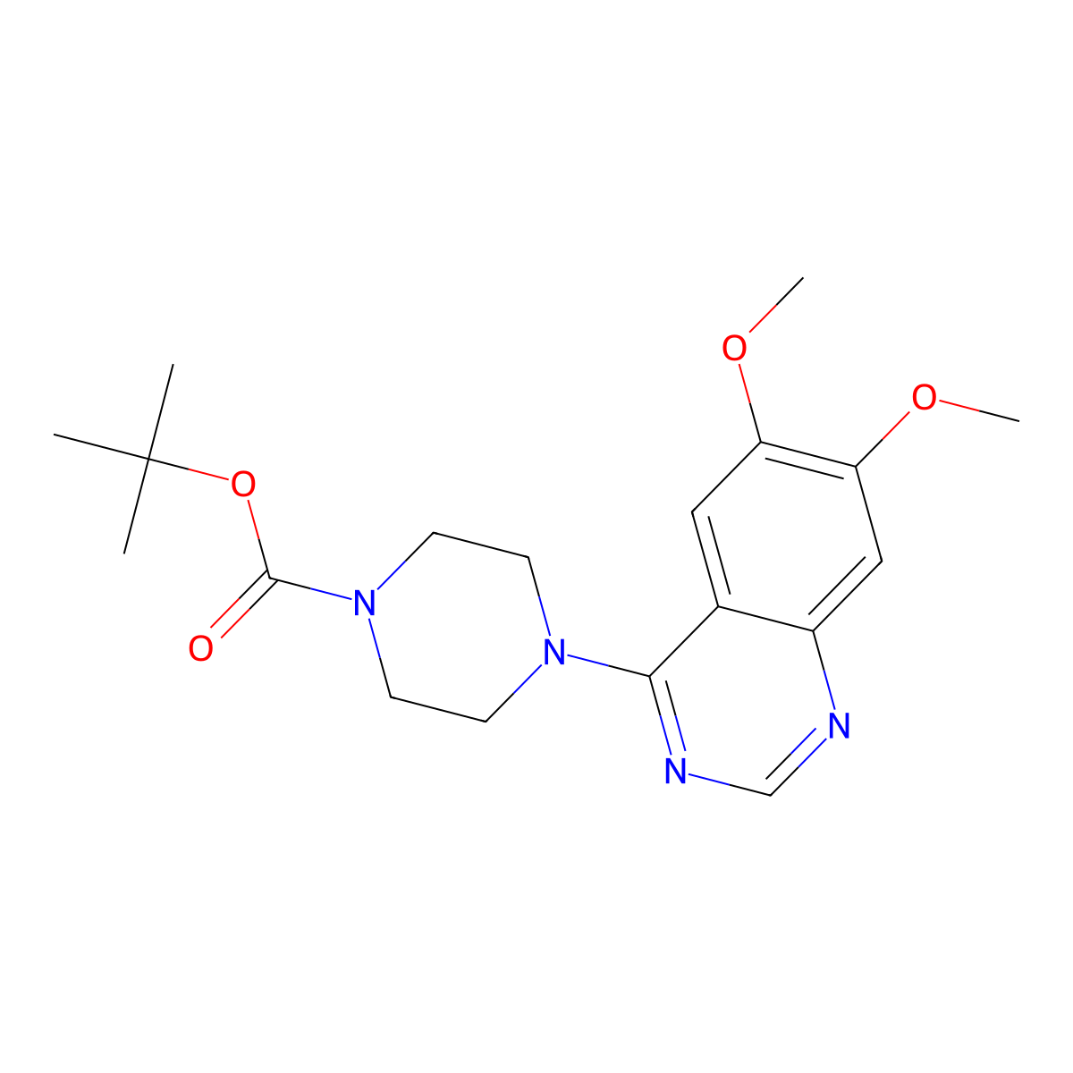 Tert-butyl 4-(6,7-dimethoxyquinazolin-4-yl)piperazine-1-carboxylate molecular structure, CAS 775222-17-8