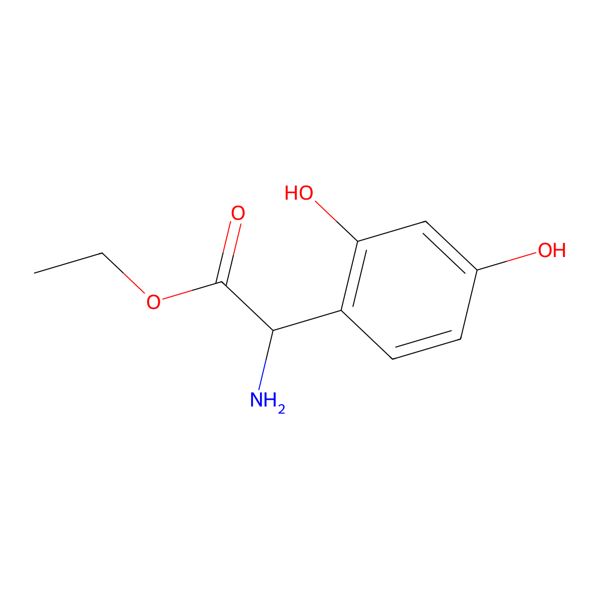 Ethyl 2-amino-2-(2,4-dihydroxyphenyl)acetate molecular structure, CAS 775222-81-6