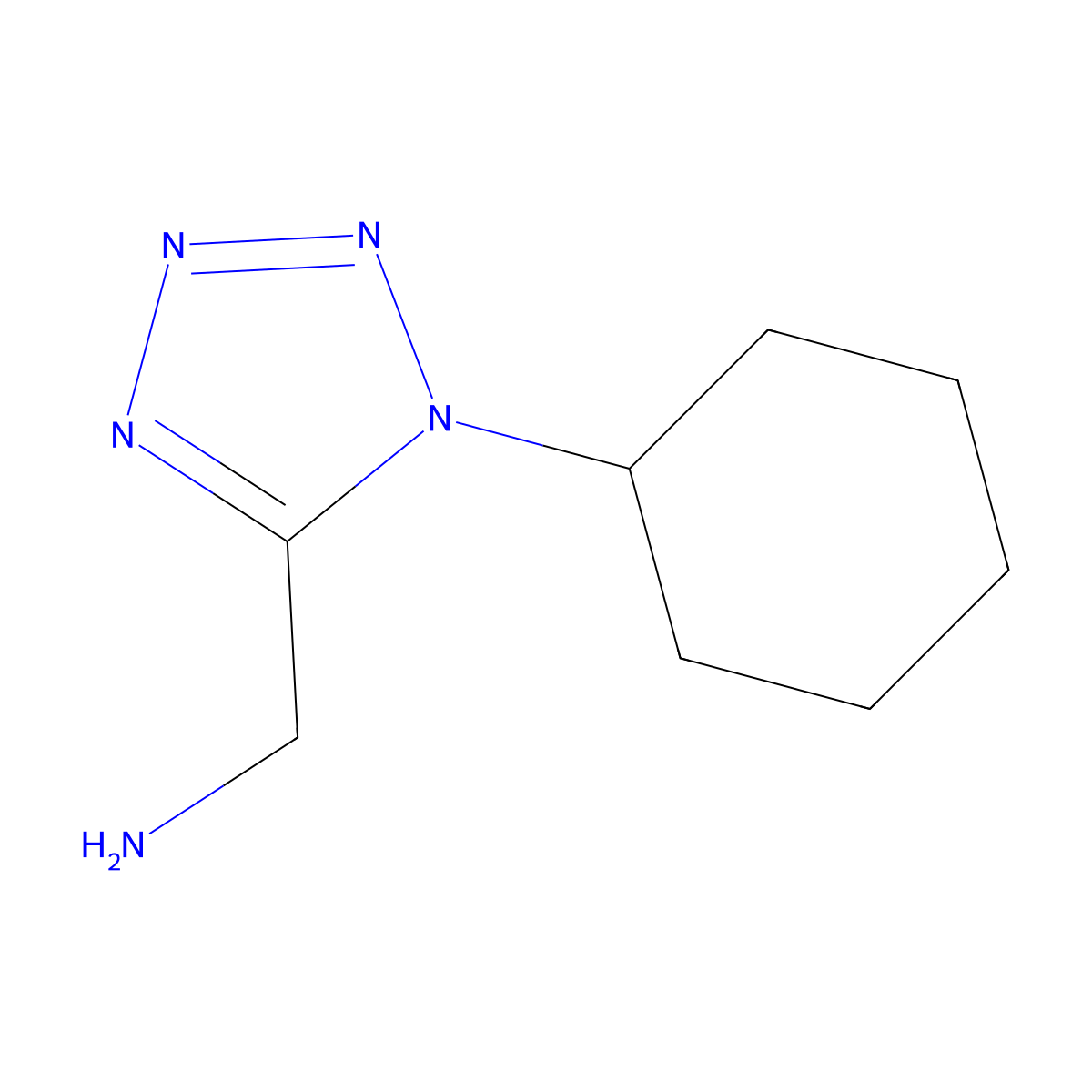 (1-cyclohexyl-1H-1,2,3,4-tetrazol-5-yl)methanamine molecular structure, CAS 775226-94-3