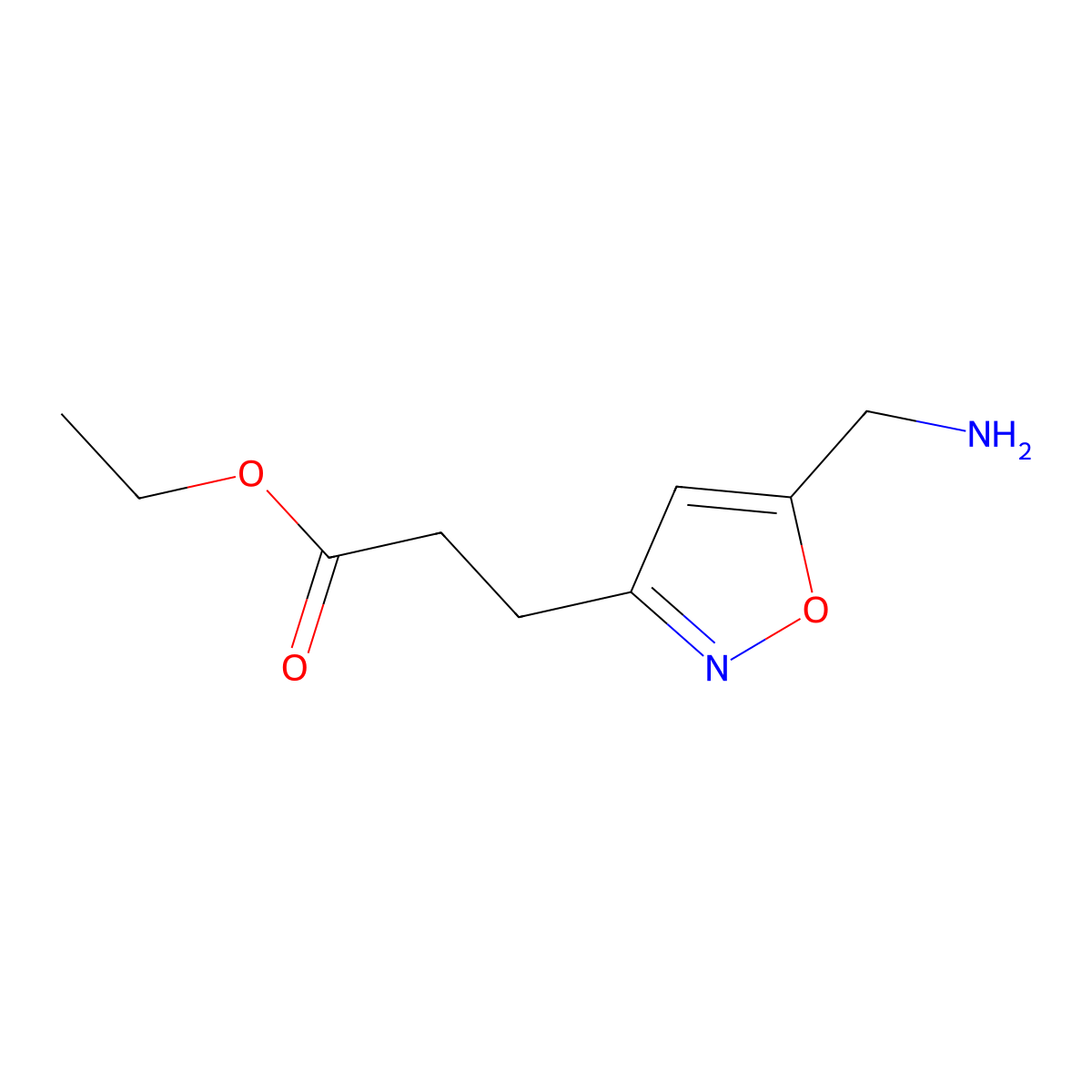 Ethyl 3-[5-(aminomethyl)-1,2-oxazol-3-yl]propanoate molecular structure, CAS 775254-23-4