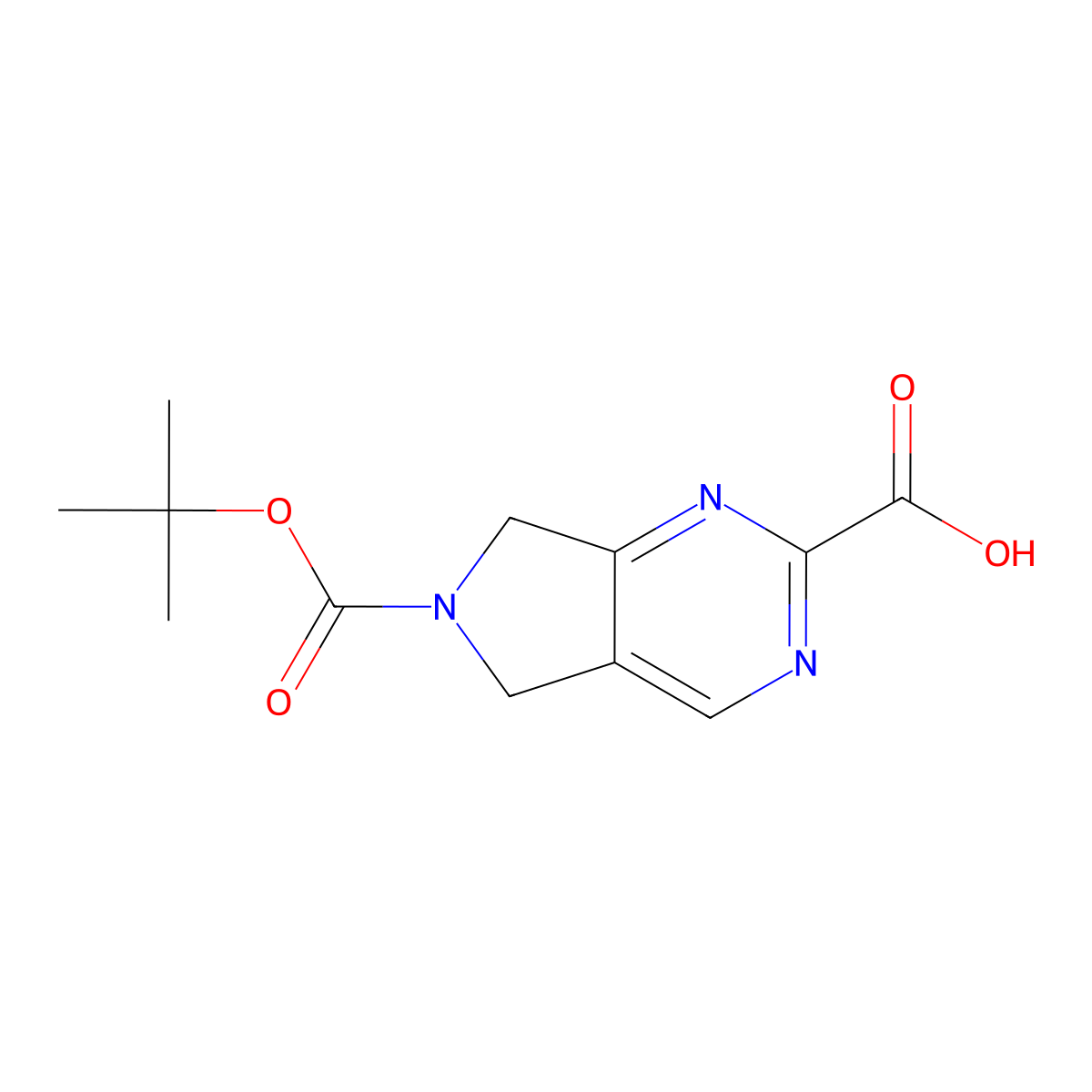 6-[(tert-butoxy)carbonyl]-5H,6H,7H-pyrrolo[3,4-d]pyrimidine-2-carboxylic acid molecular structure, CAS 775280-49-4